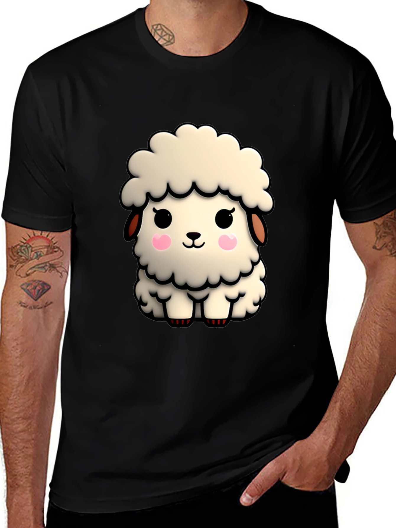 Variant 18 of Cute Sheep Graphic Tee - Soft & Stylish Black T-Shirt