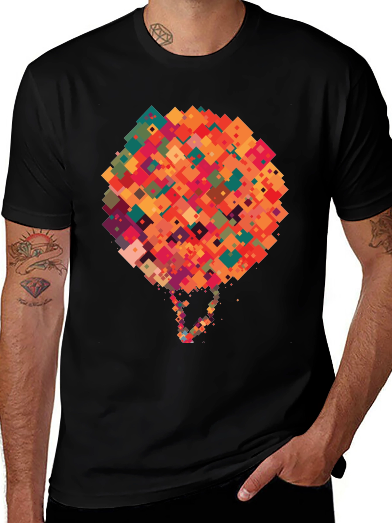 Variant 29 of Abstract Pixel Art Graphic Black T-Shirt
