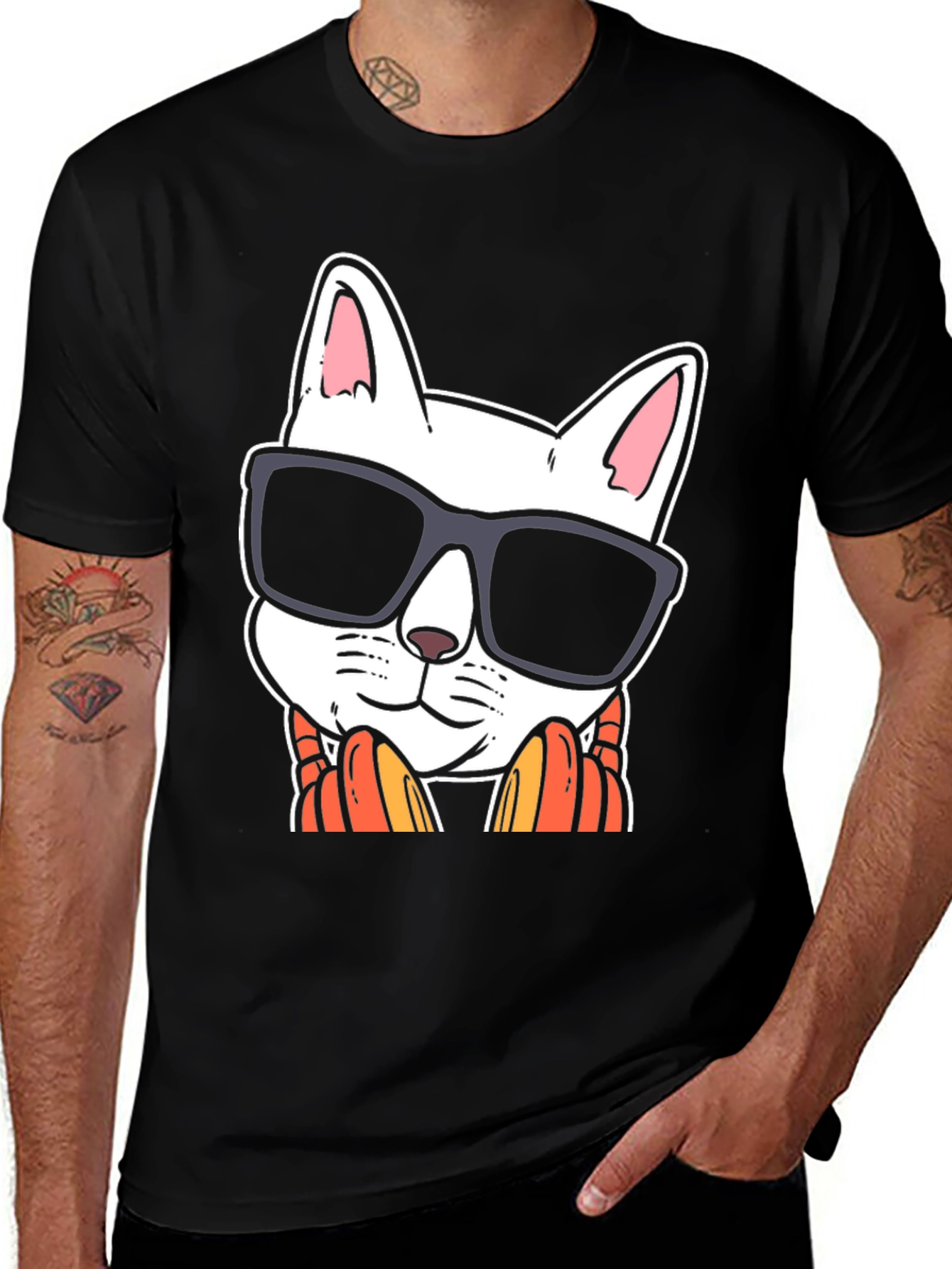 Variant 14 of Cool Cat Sunglasses Graphic Tee - Black
