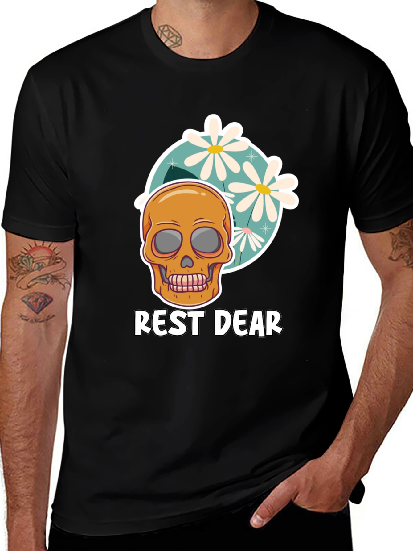 Variant 19 of Rest Dear Skull & Flowers Graphic T-Shirt