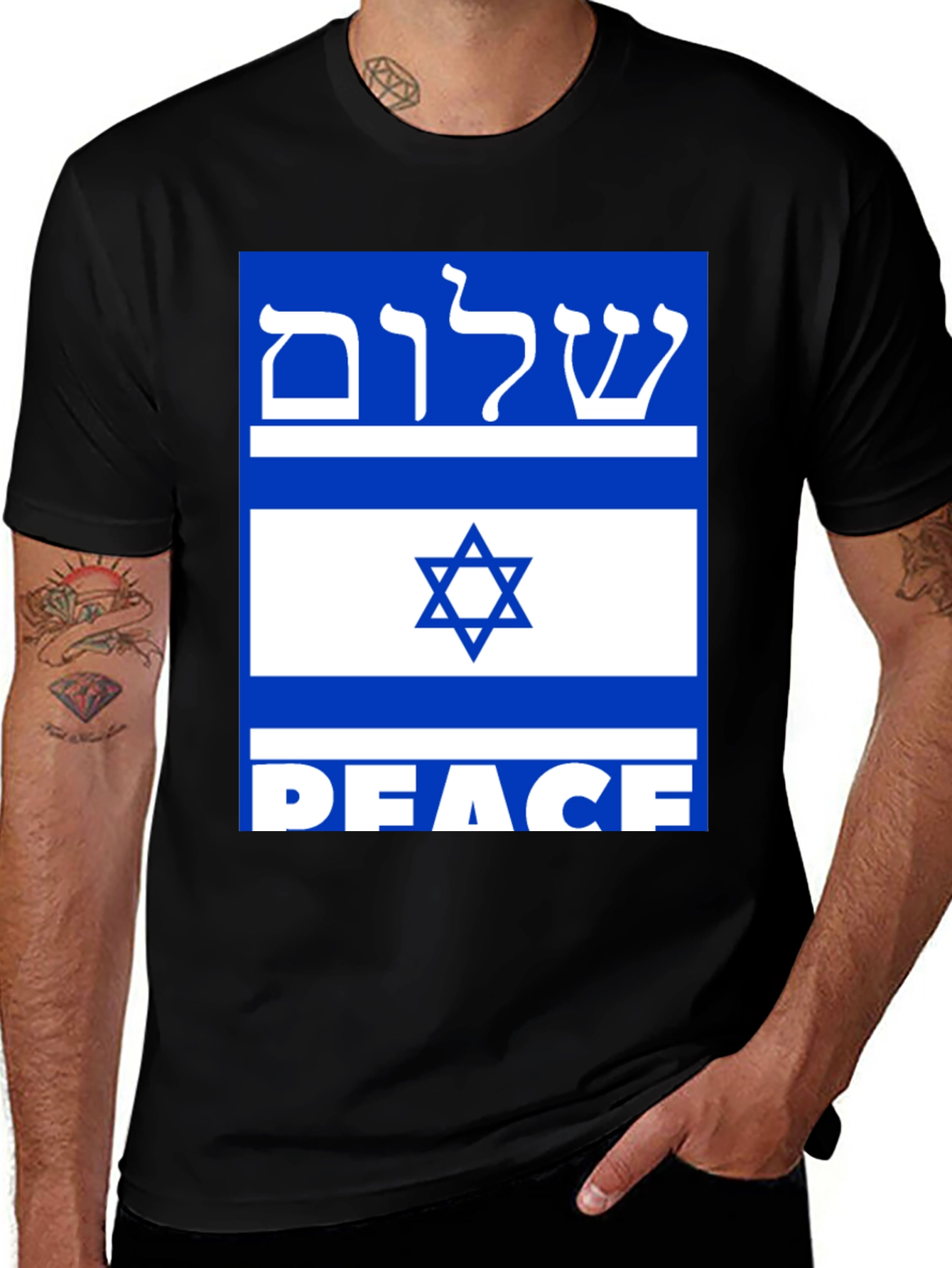 Black Peace Israel Flag T-Shirt main image