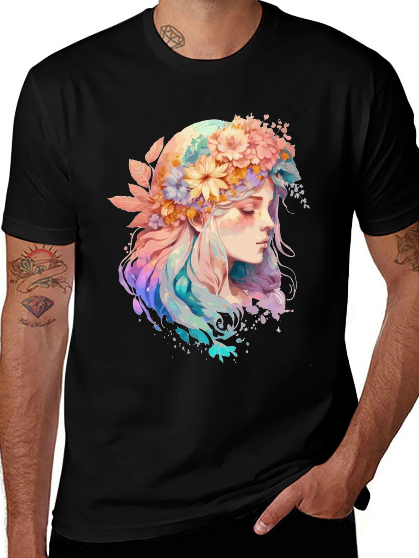 Variant 15 of Floral Goddess Graphic Tee - Artistic Print