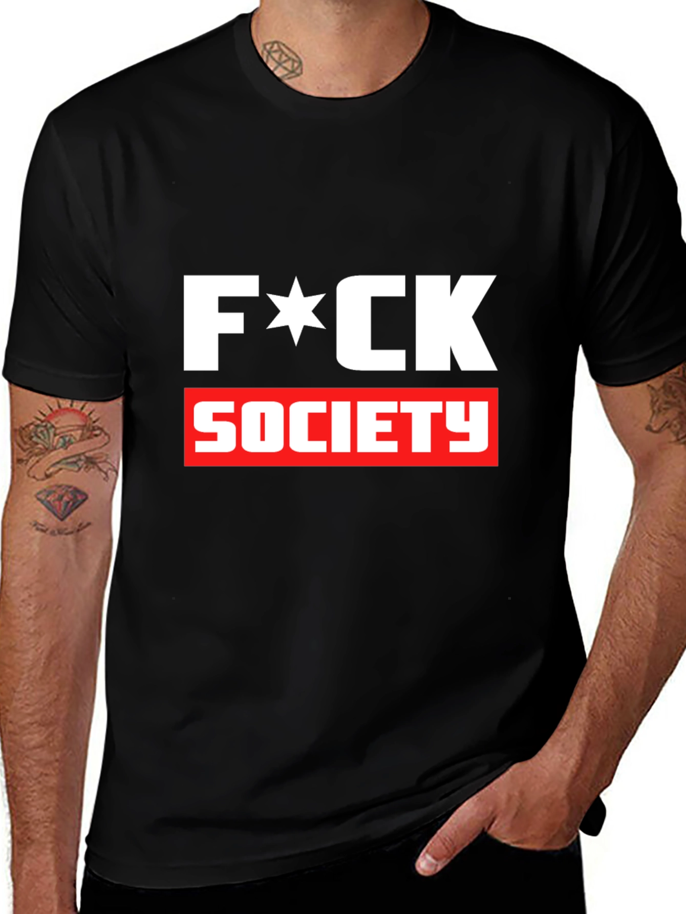 Variant 28 of Edgy "F*CK SOCIETY" Graphic Tee - Bold Statement Shirt