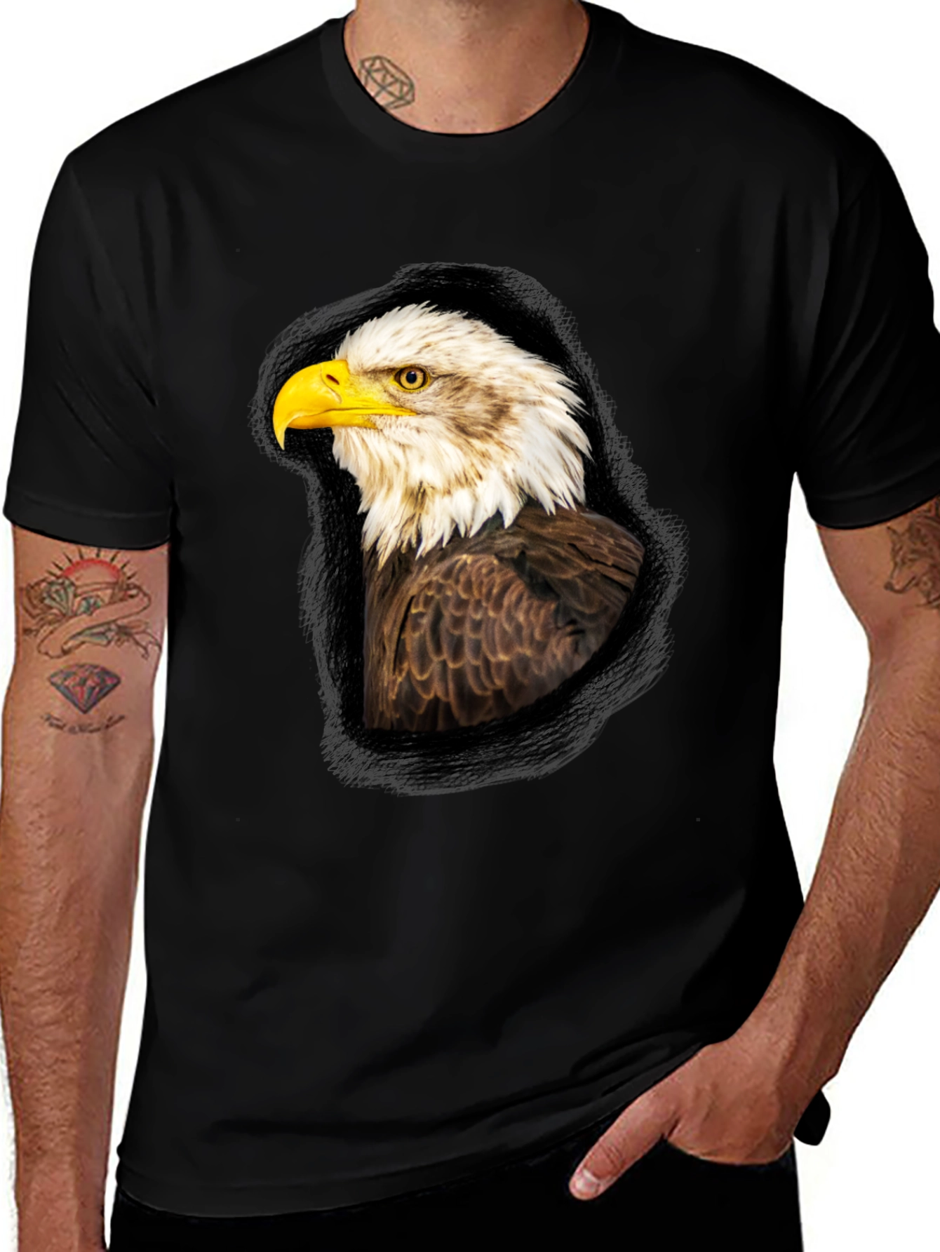 Variant 26 of Bald Eagle Graphic Black T-Shirt