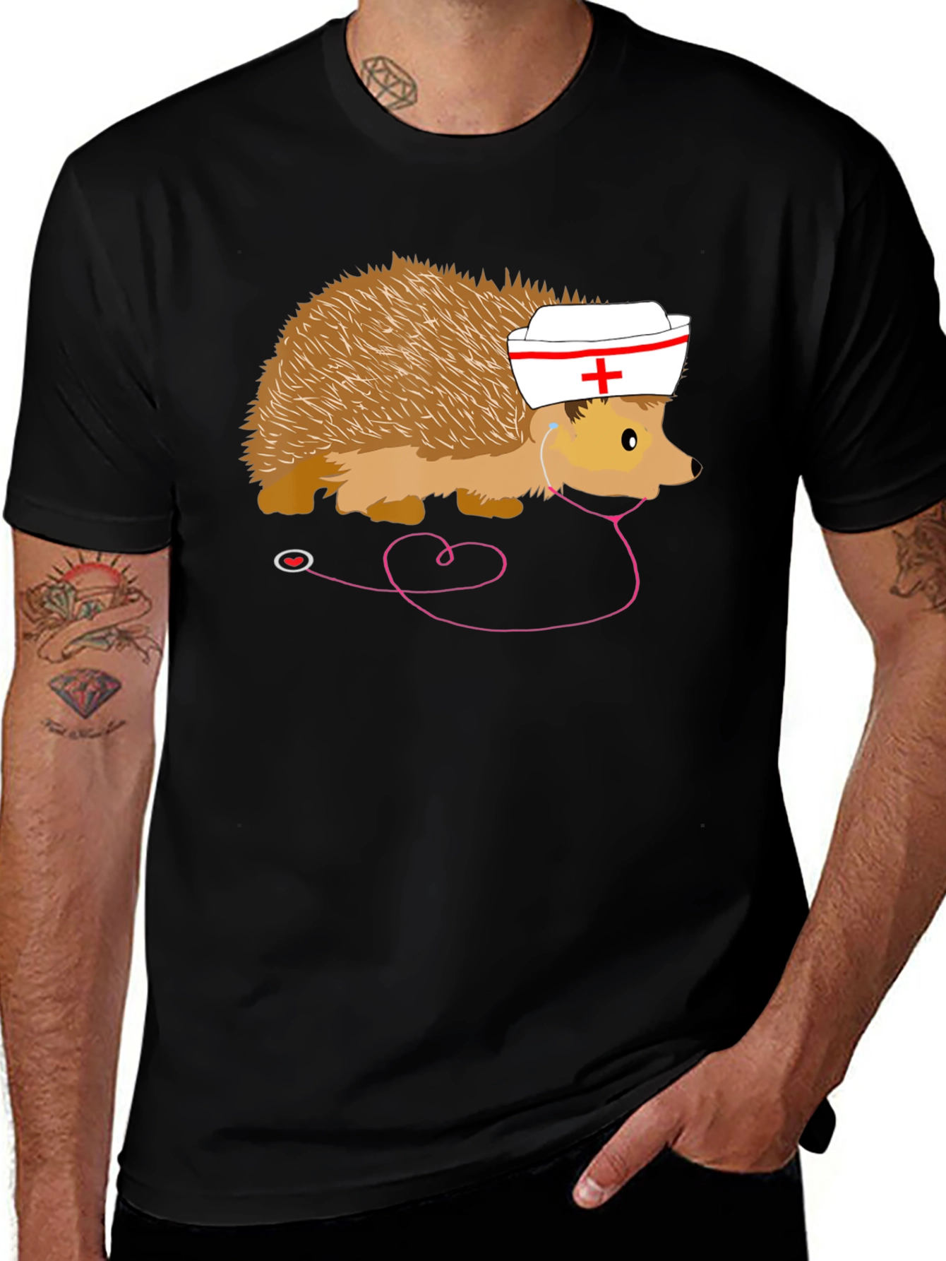 Variant 17 of Nurse Hedgehog T-Shirt Funny Medical Staff Tee