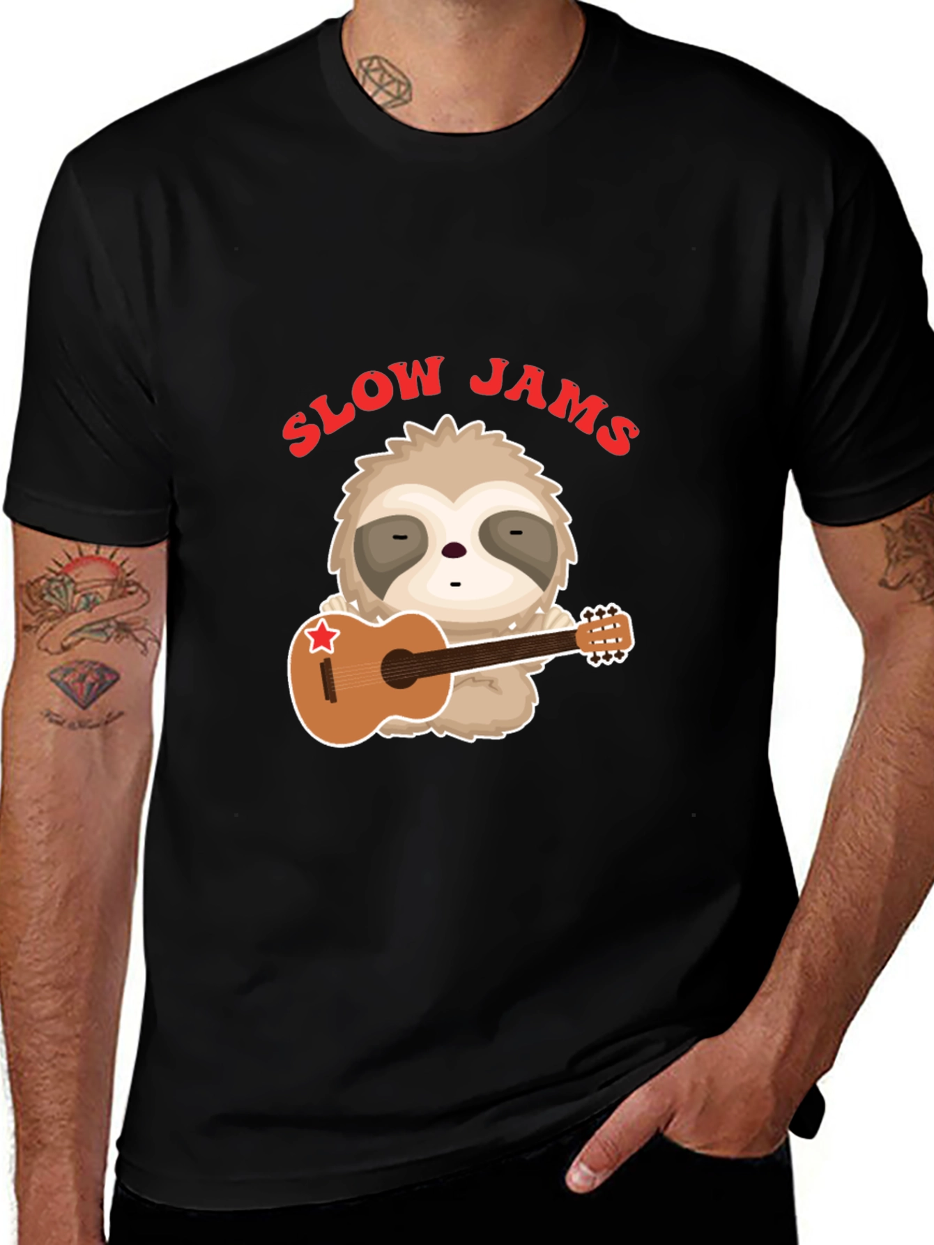Variant 14 of Slow Jams Sloth Guitarist Graphic Tee