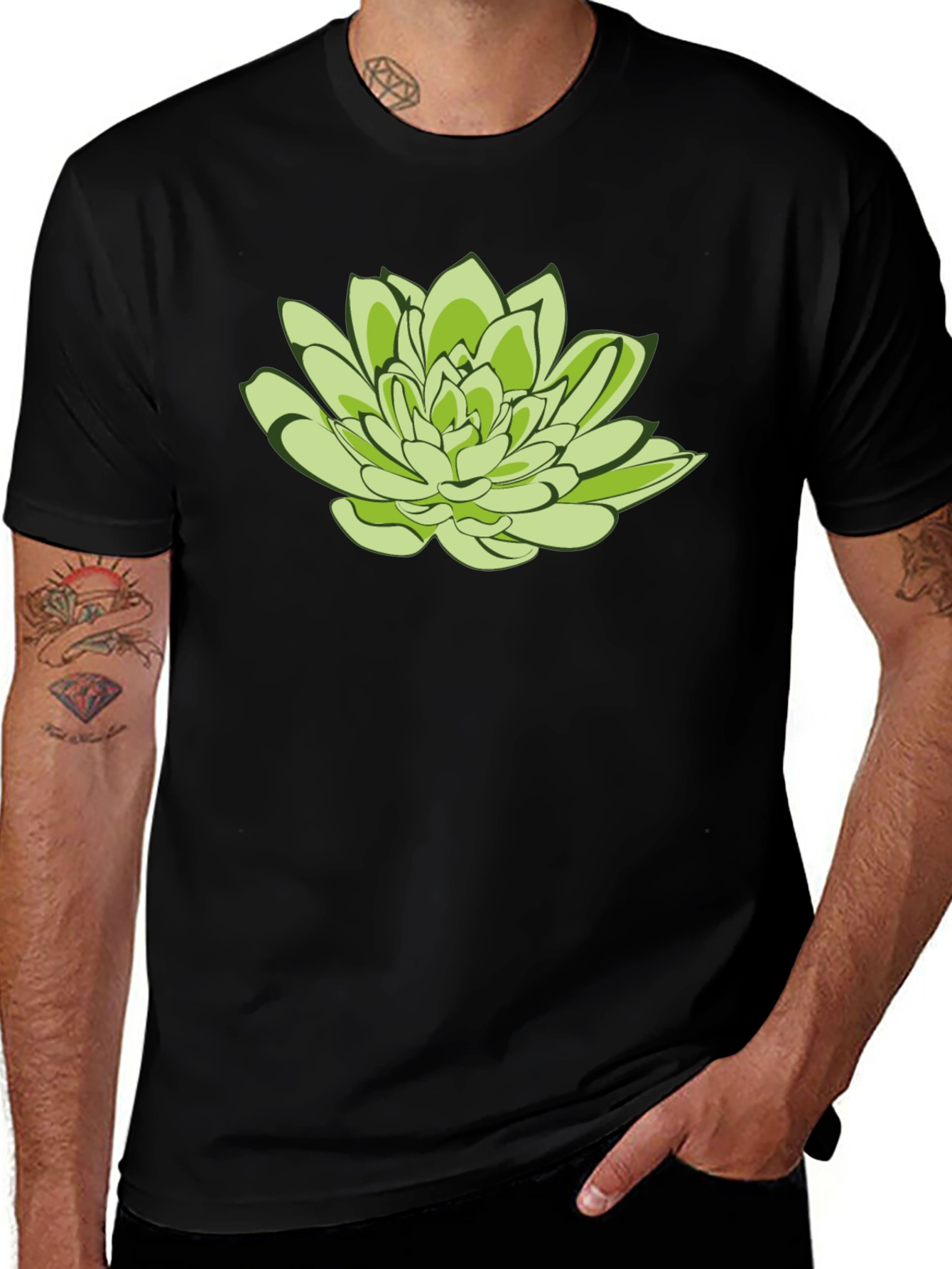 Variant 25 of Lotus Graphic Tee - Black Cotton