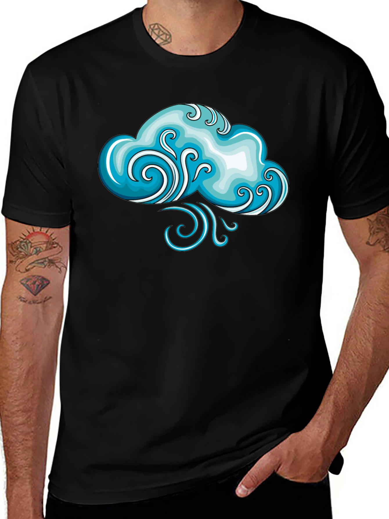 Variant 24 of Whimsical Weather Cloud Graphic Tee - Black