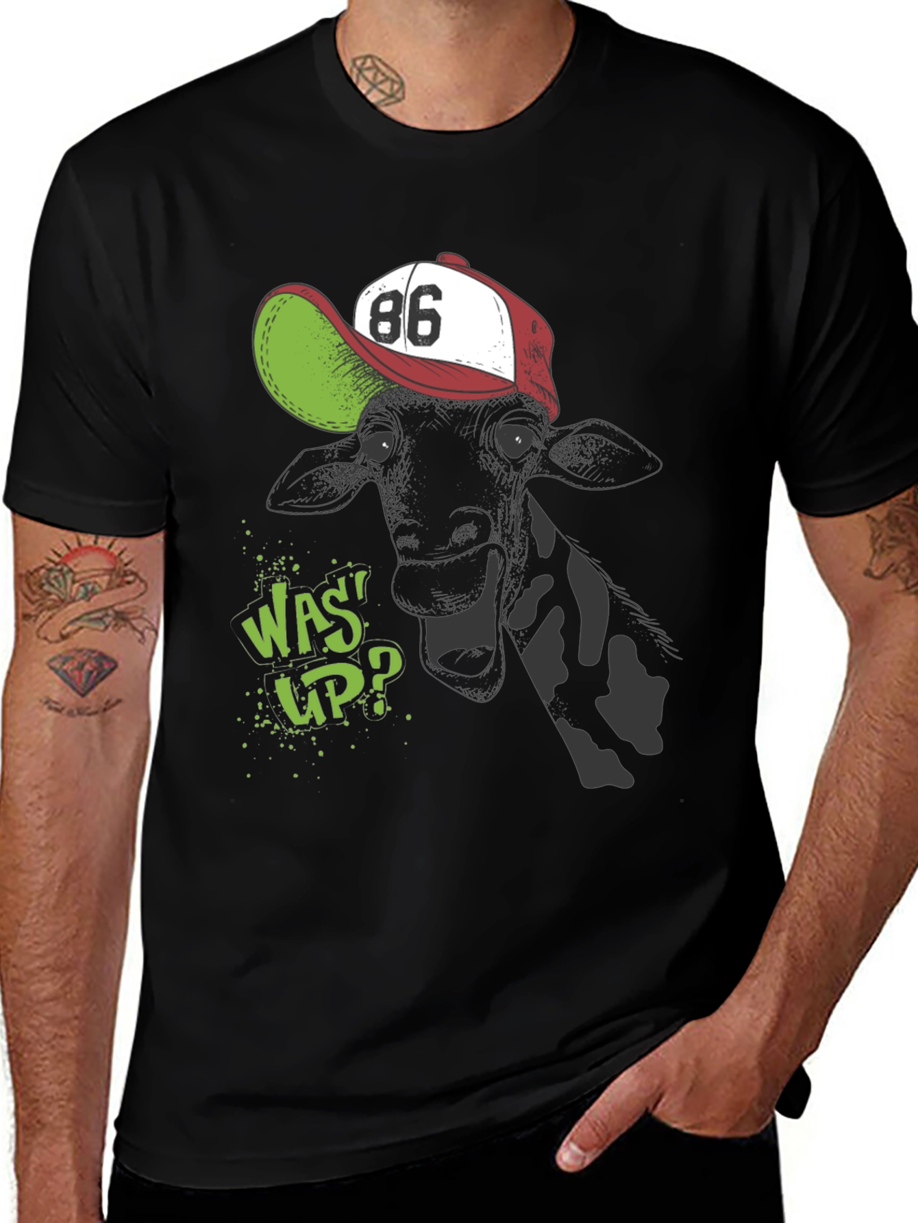 Variant 30 of Cool Cow T-Shirt - 'Was Up?' Design