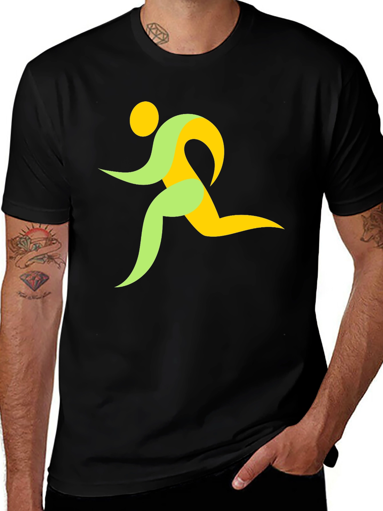 Variant 28 of Men's Black Graphic Tee - Running Figure