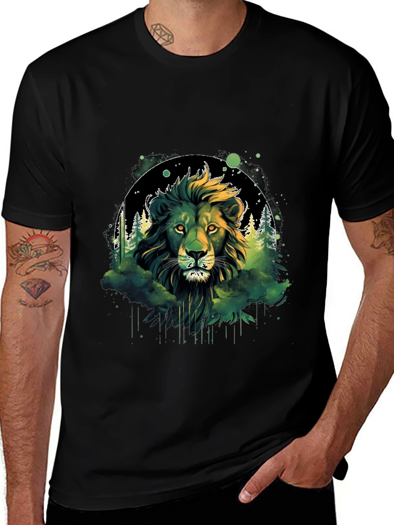 Variant 13 of Lion Forest Graphic Tee - Wildlife Design