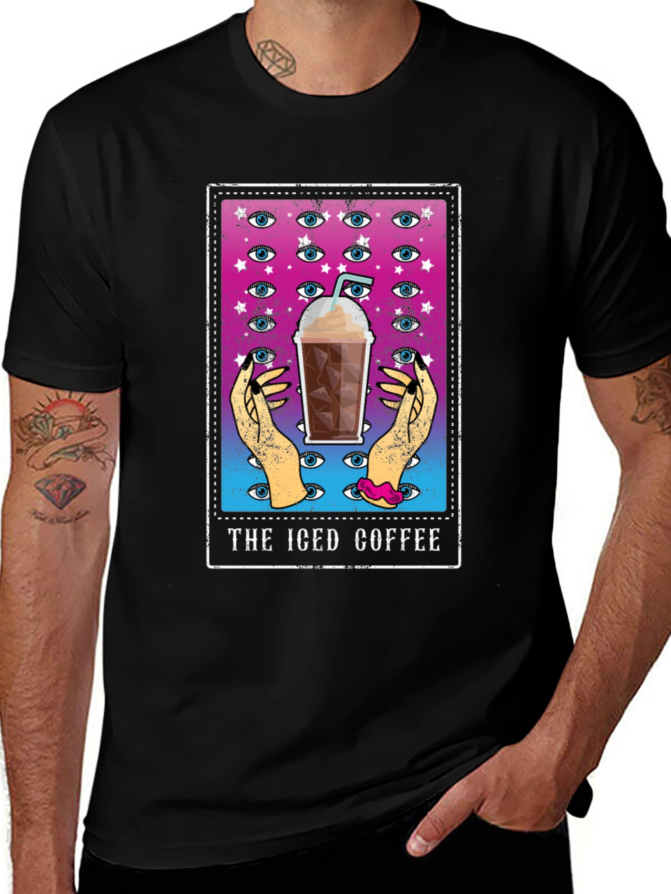 Variant 3 of Iced Coffee Tarot Card Graphic Tee