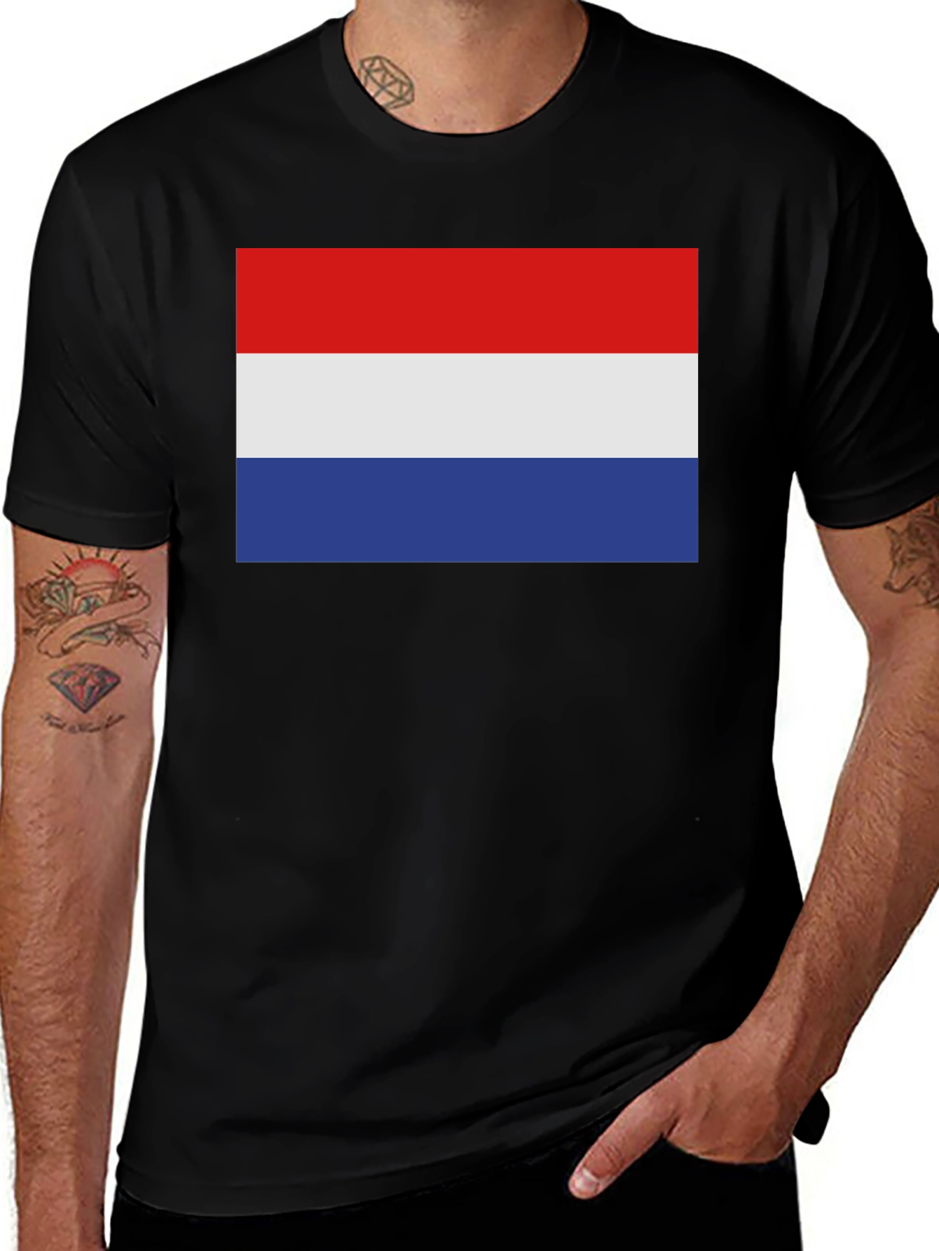 Variant 28 of Netherlands Flag T-Shirt - Black