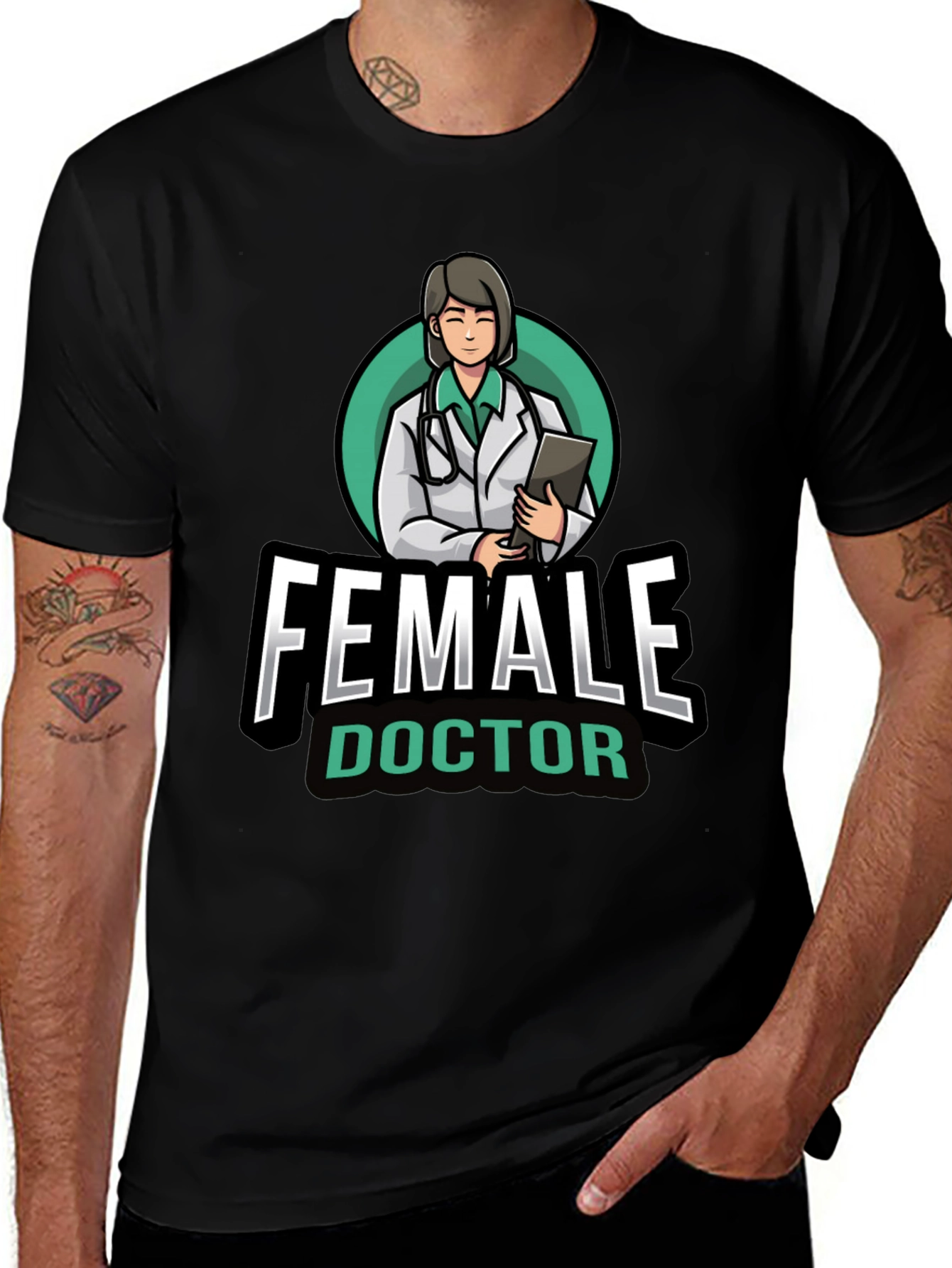 Variant 9 of Female Doctor Graphic T-Shirt - Novelty Medical Apparel
