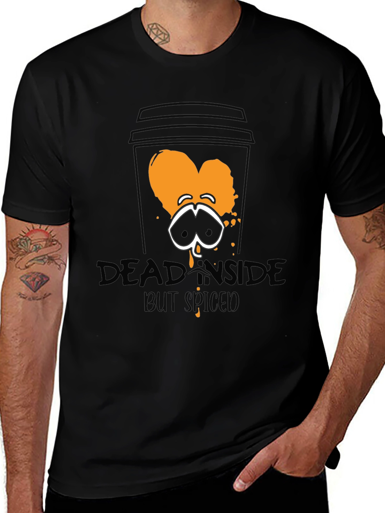 Variant 24 of Dead Inside but Spiced Latte Graphic Tee - Men's Black T-Shirt