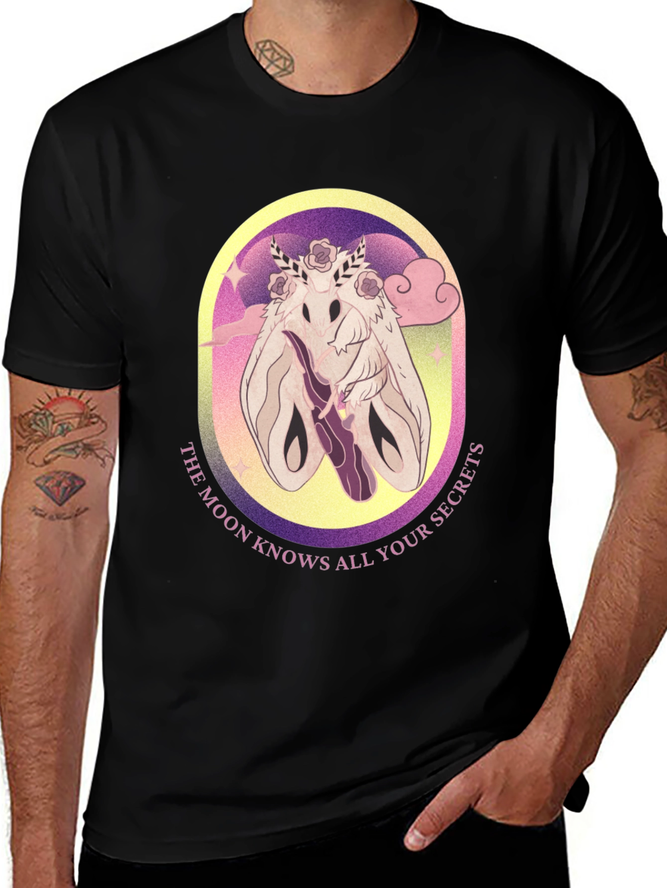 Moth Secrets Graphic Tee - Unique Design, Comfortable Fit