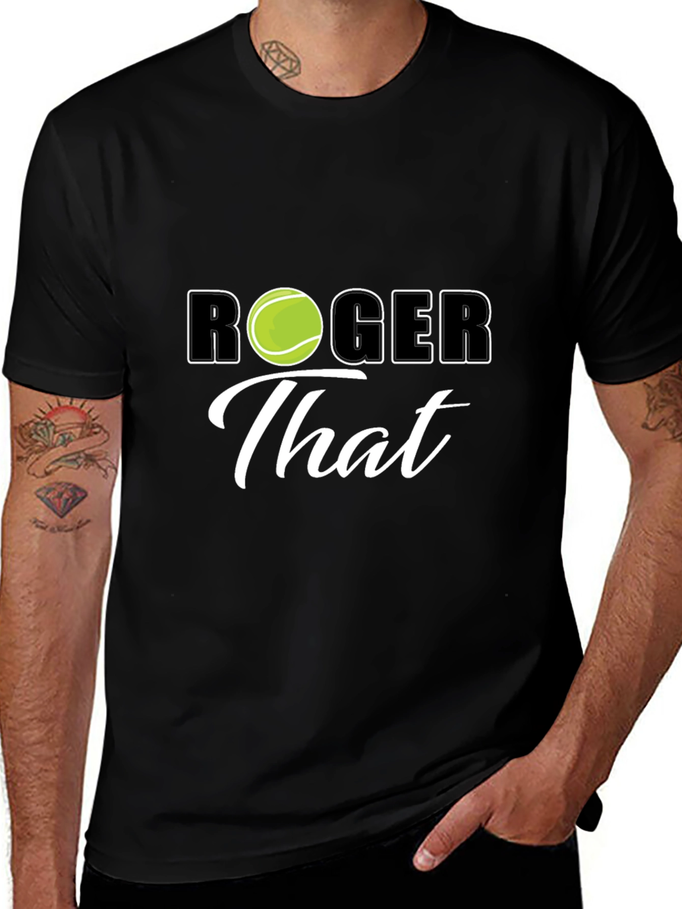 Variant 8 of Roger That Black T-Shirt Tennis Fan
