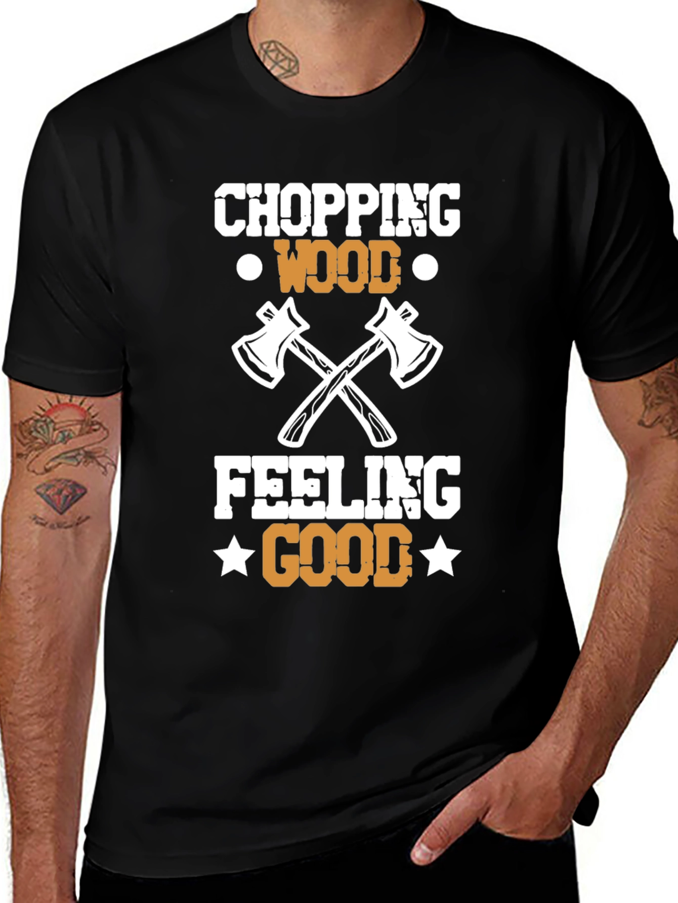 Chopping Wood Feeling Good Black T-Shirt