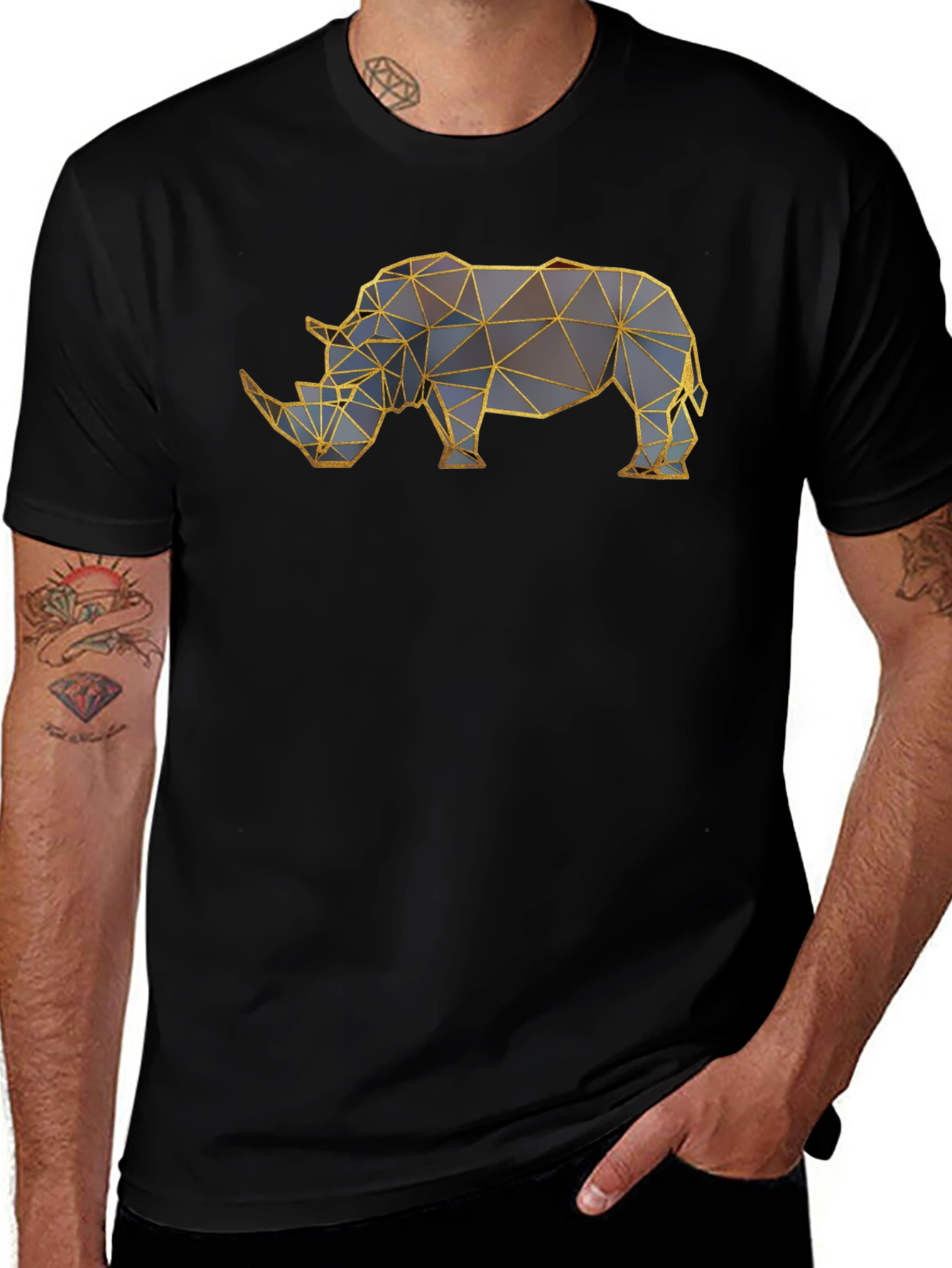 Variant 2 of Geometric Rhino Graphic Tee - Modern Animal Print T-Shirt