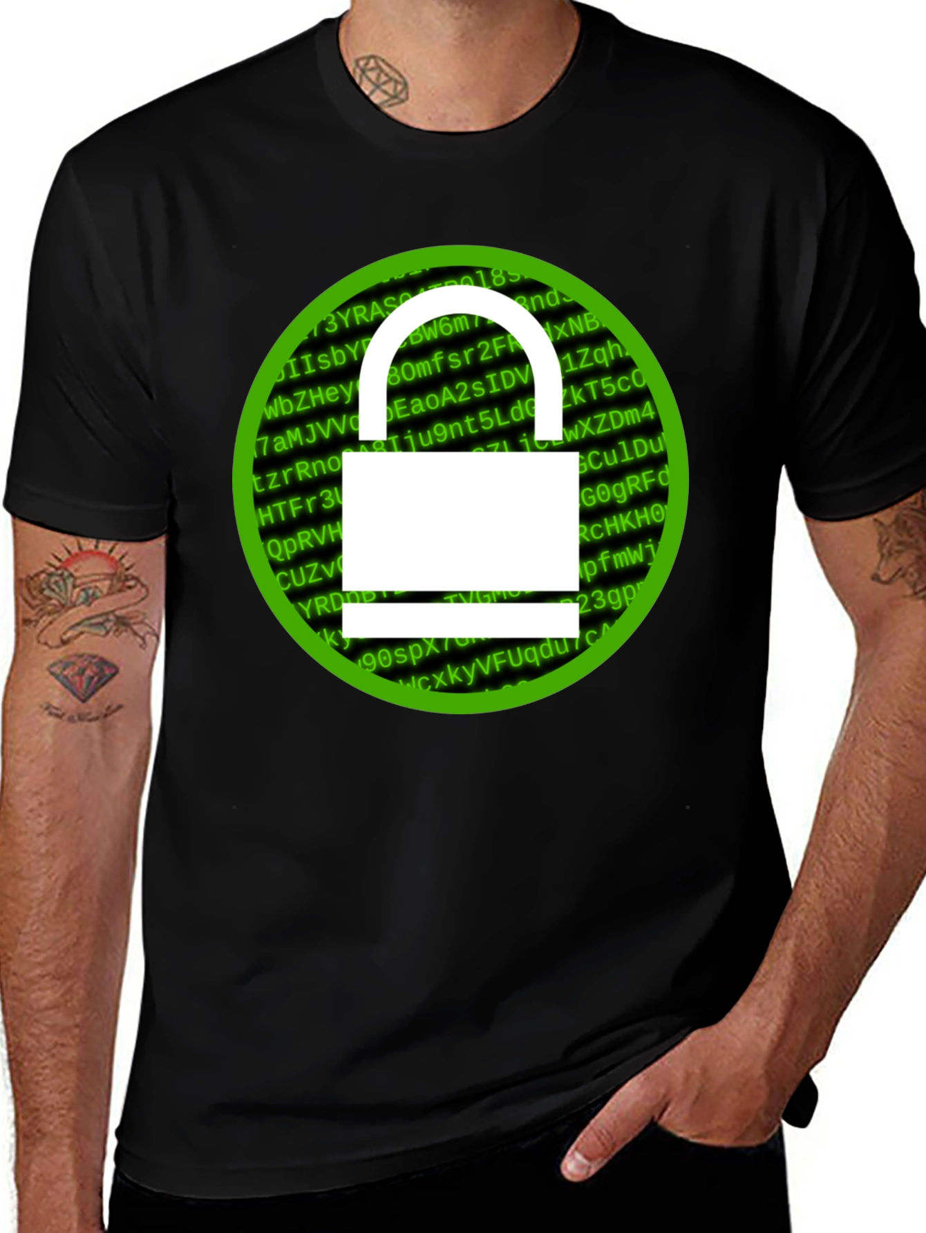 Cybersecurity Lock T-Shirt - Hacker Style
