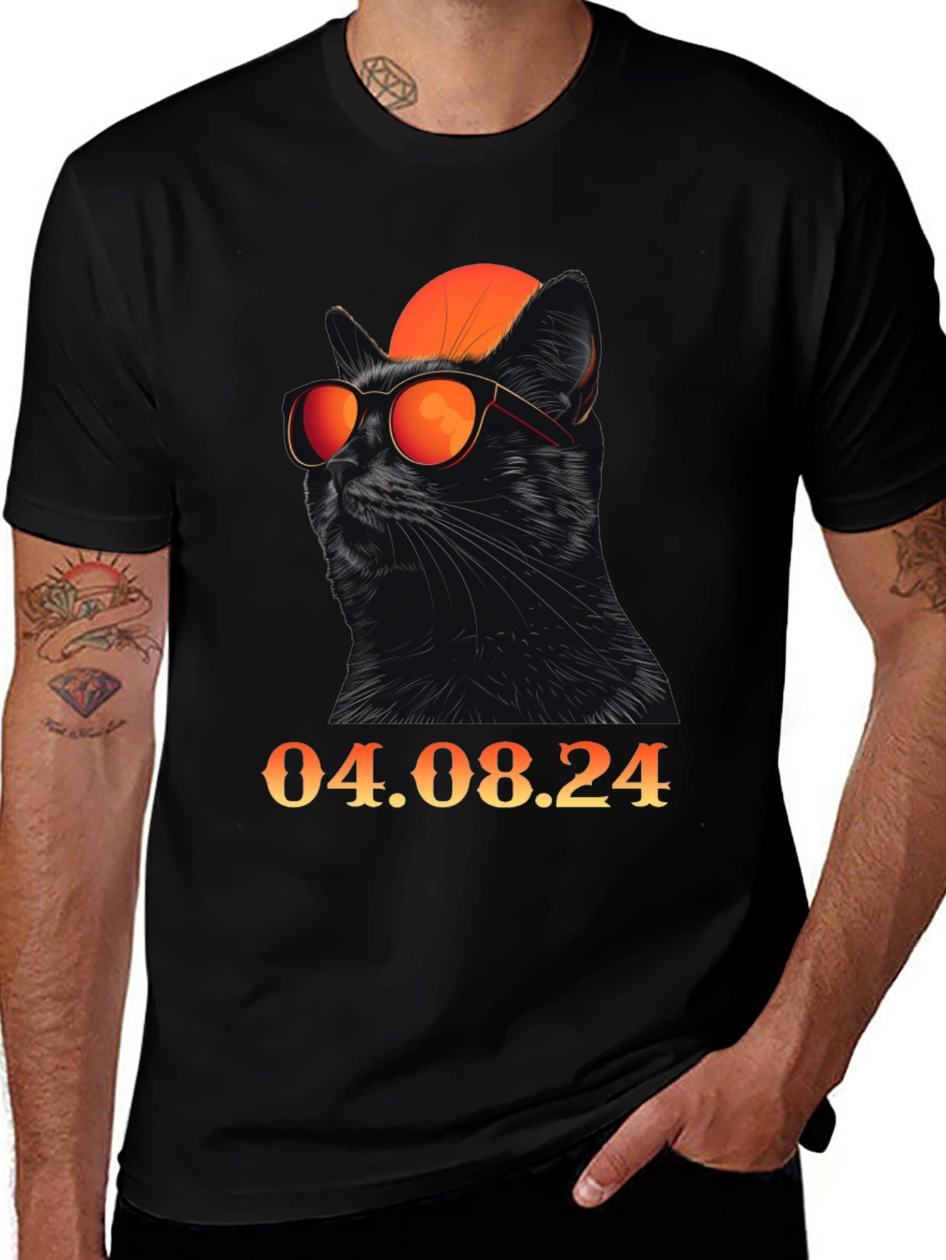 Variant 28 of Cool Cat Eclipse 2024 T-Shirt