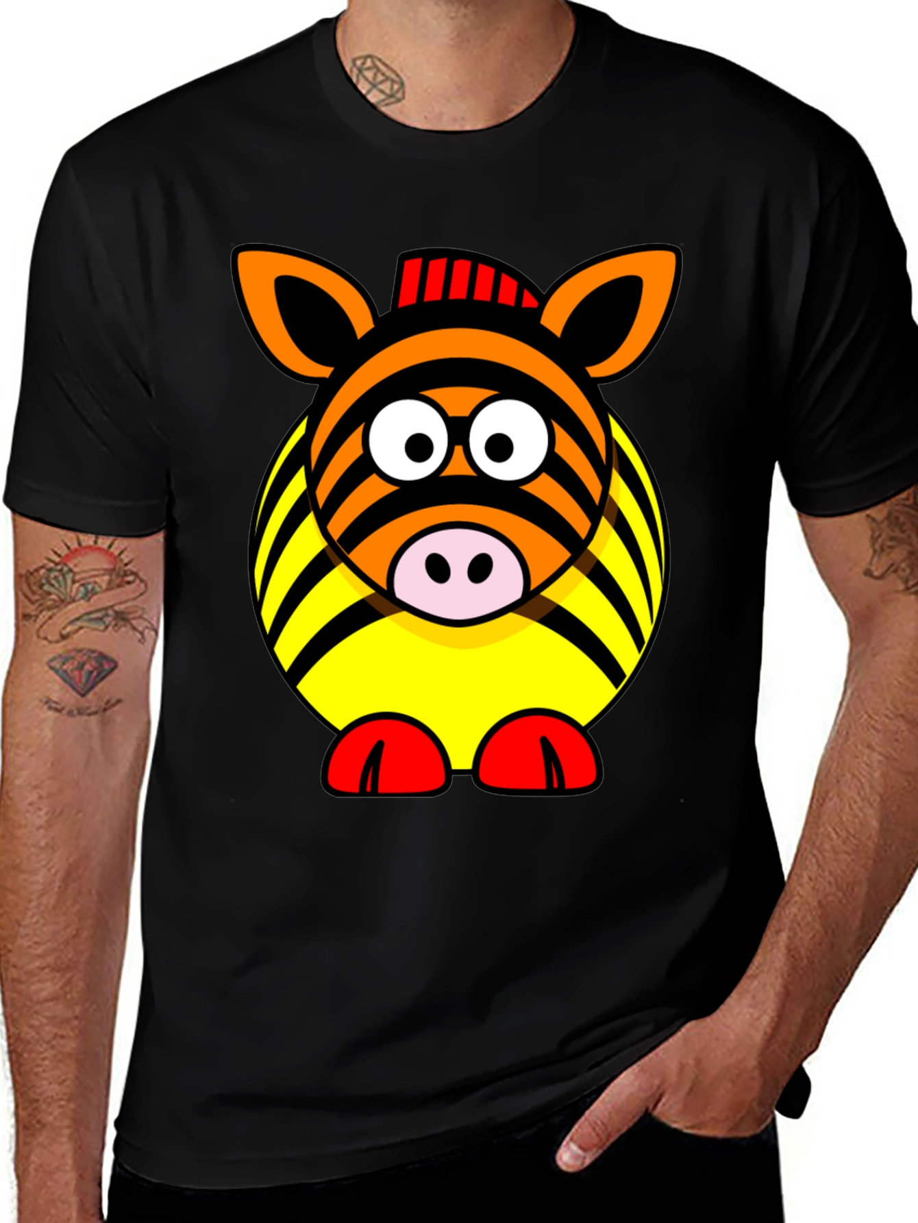 Variant 19 of Zebra Cartoon Graphic Black T-Shirt