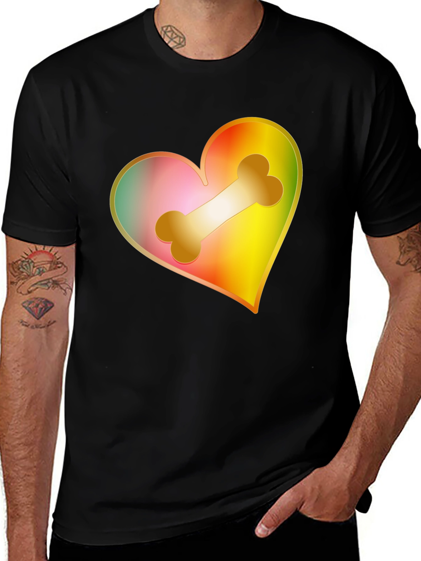 Variant 30 of Heart & Bone Graphic Tee - Black Casual T-Shirt