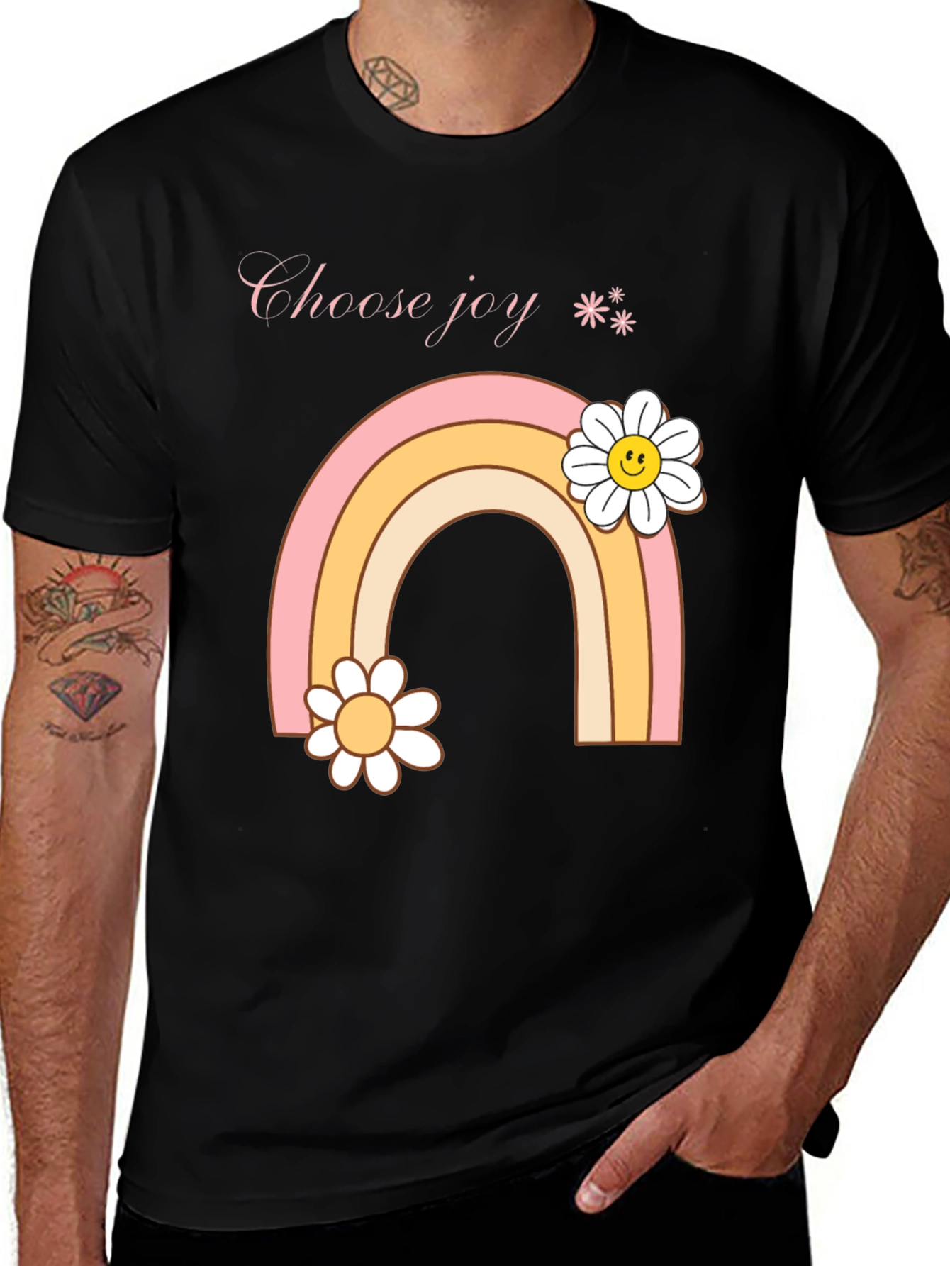 Variant 13 of Choose Joy Rainbow Daisy Graphic Tee