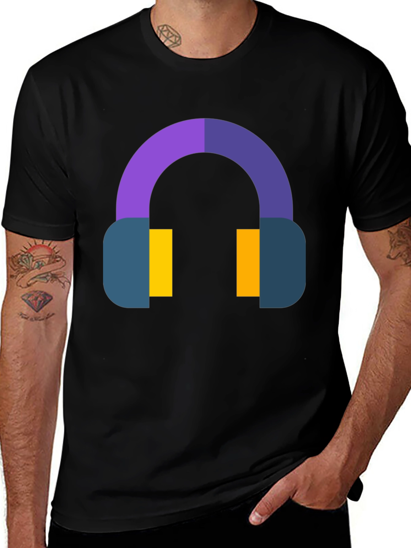 Variant 21 of Headphones Graphic Tee - Black T-Shirt