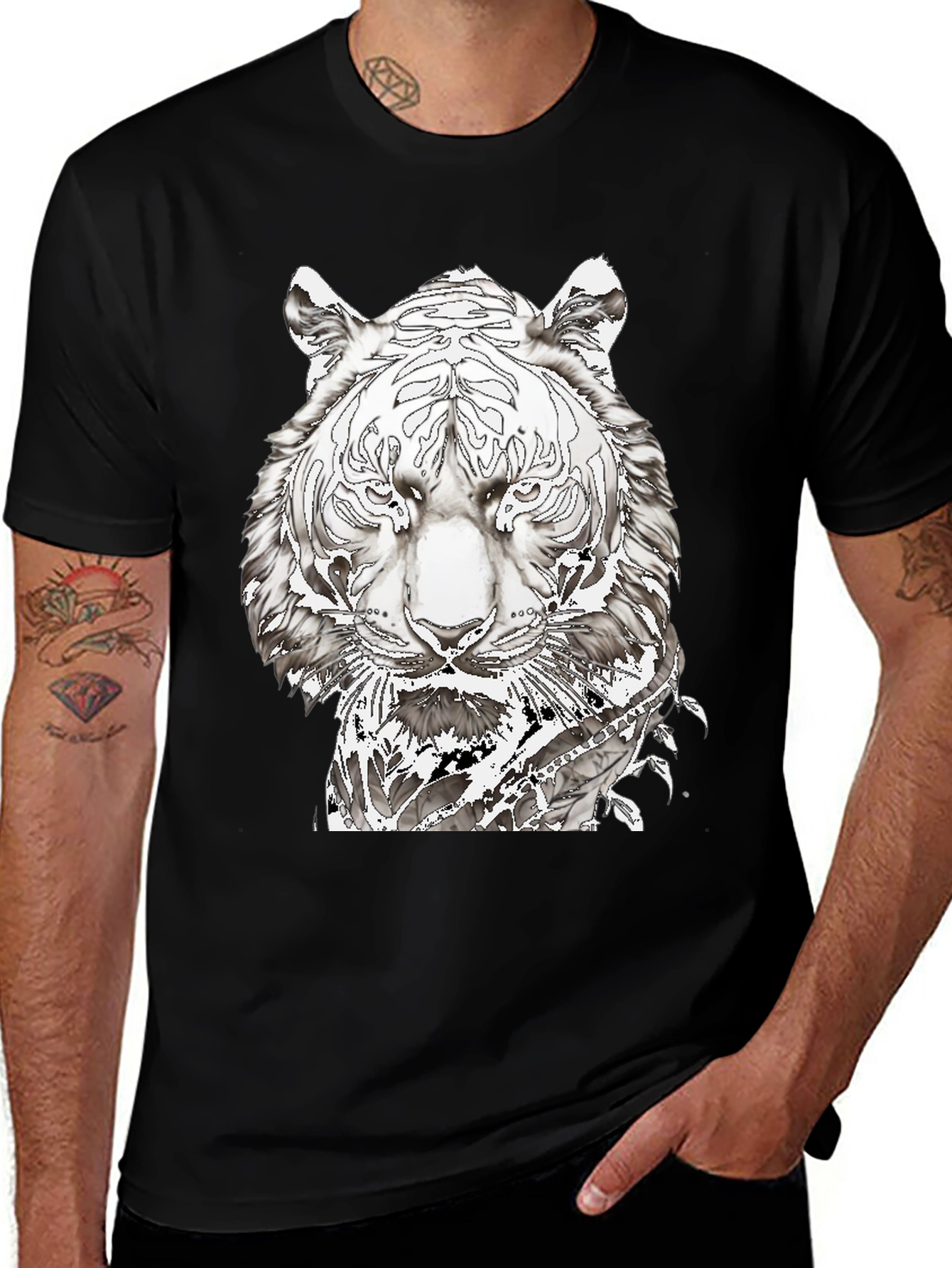 Variant 4 of Black Tiger Graphic Print Tee