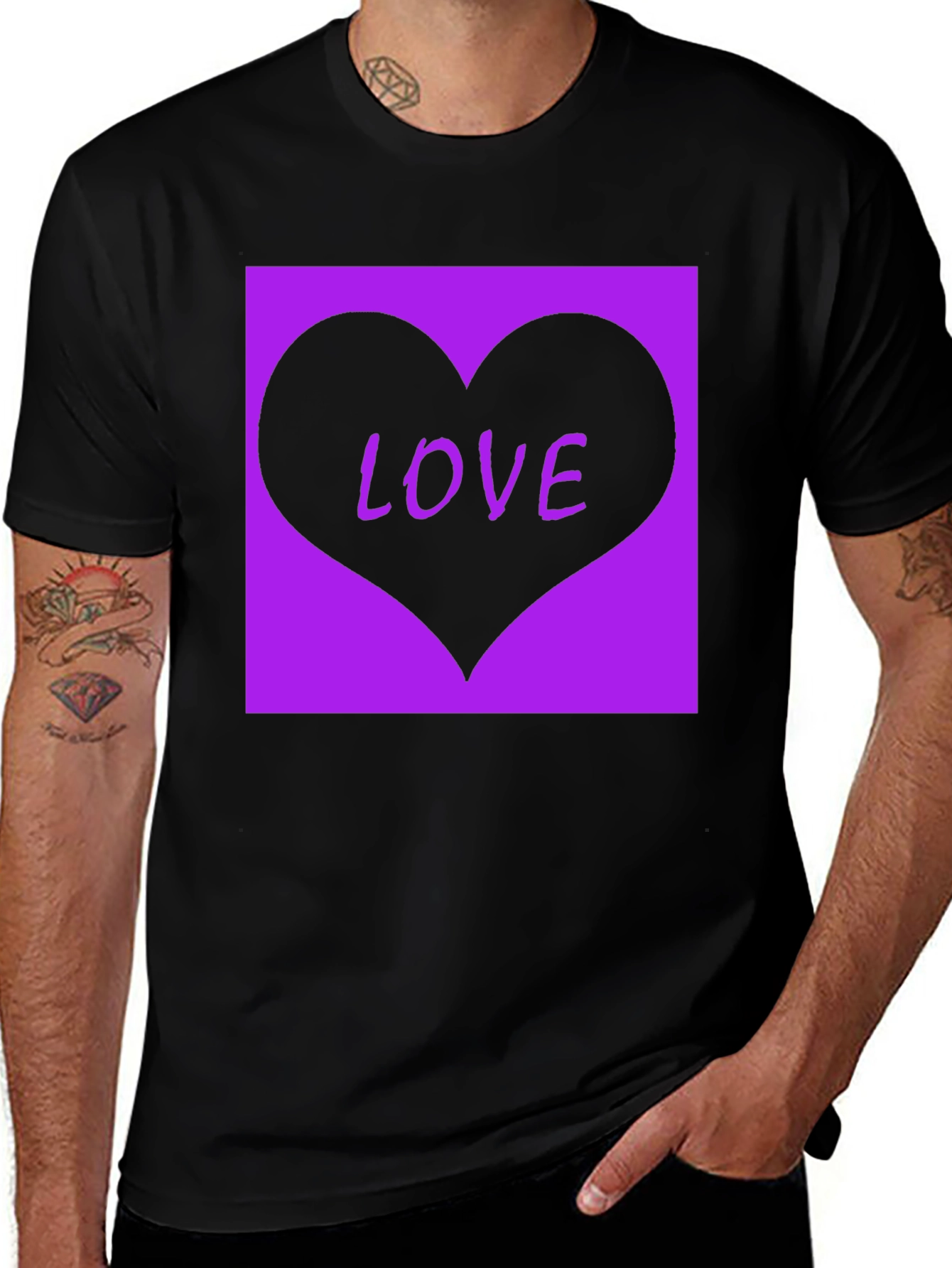 Variant 21 of Love Heart Graphic Tee - Black