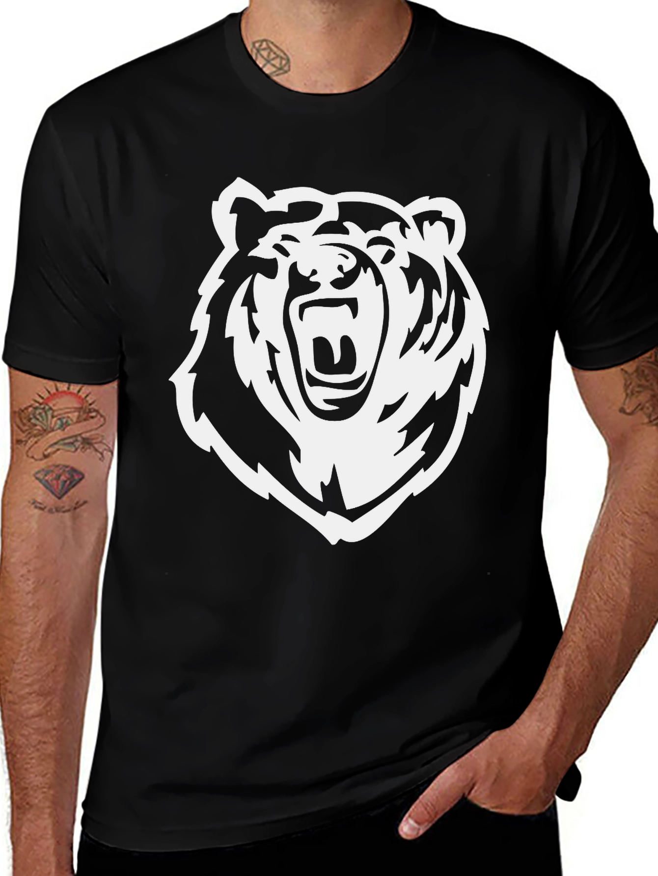 Variant 10 of Roaring Bear Graphic Tee - Bold Black T-Shirt