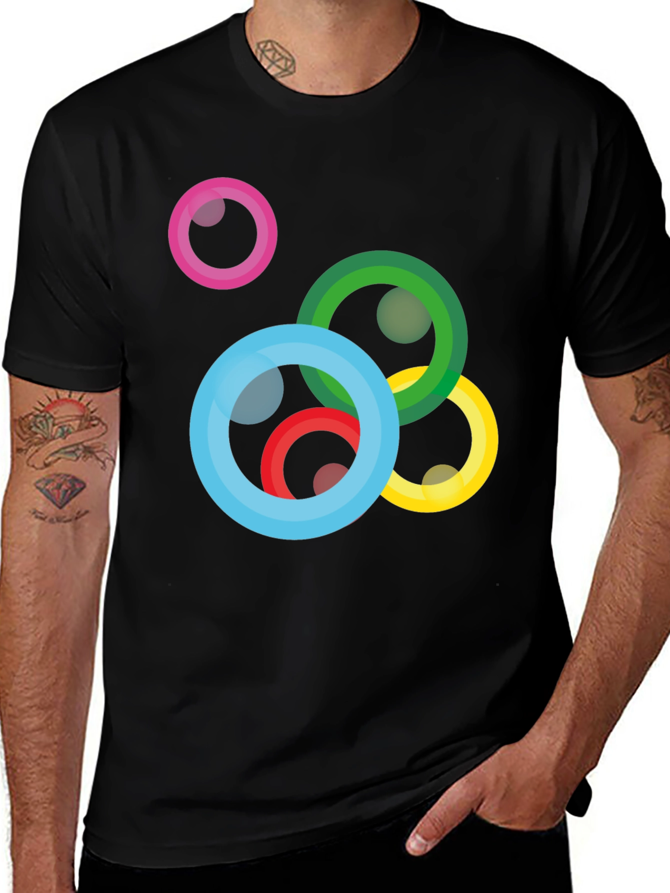 Variant 24 of Geometric Circles Black T-Shirt - Modern Graphic Tee