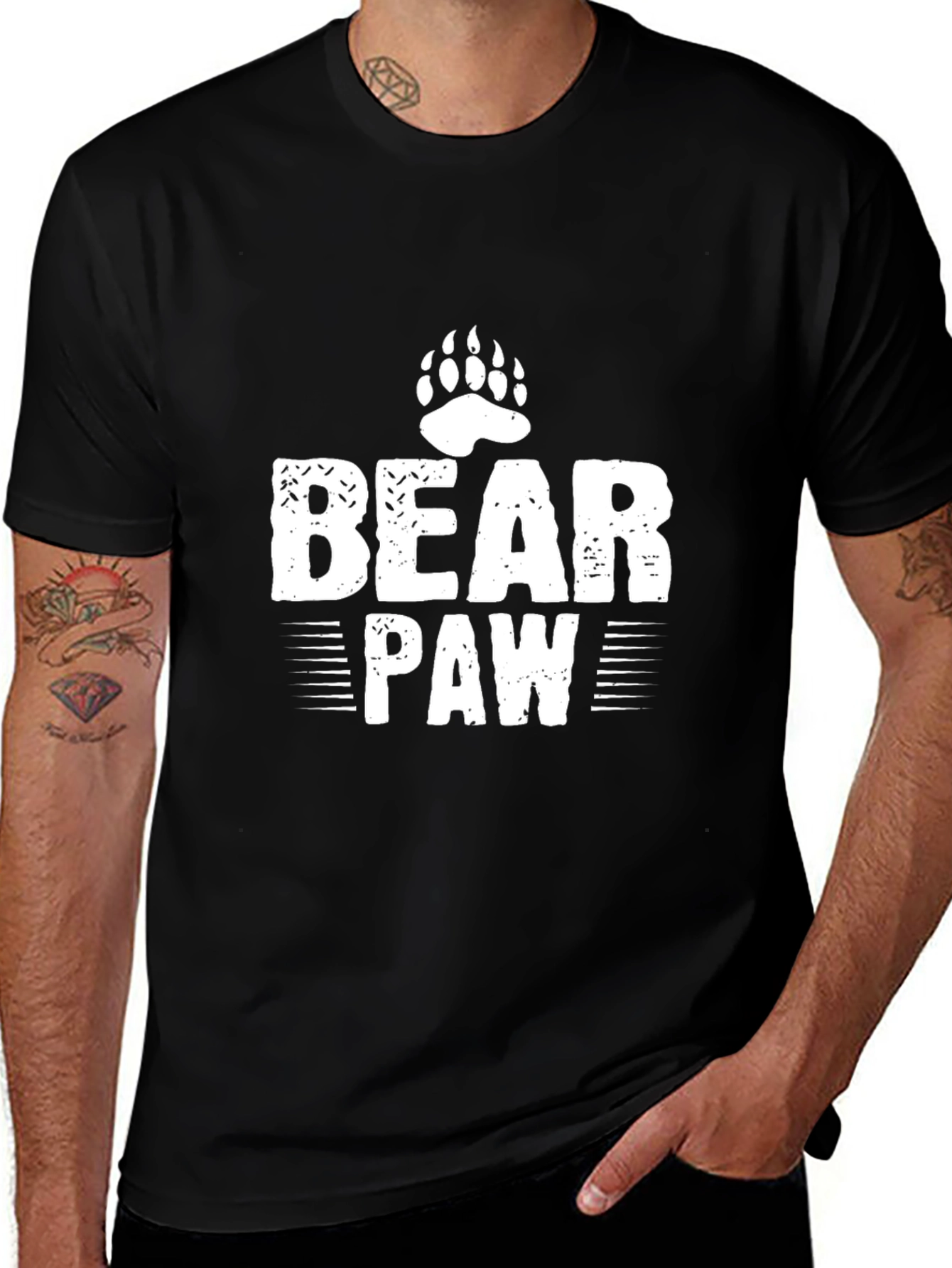 Variant 10 of Bear Paw Graphic Print Crew Neck T-Shirt