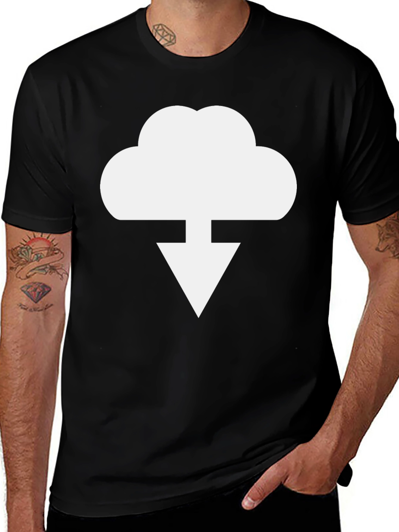 Variant 16 of Cloud Download Graphic Tee - Black Cotton T-Shirt