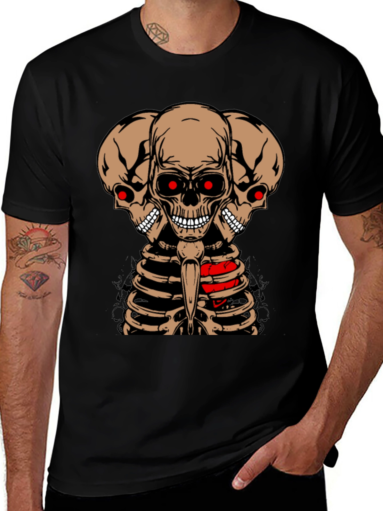 Variant 21 of Three Headed Skeleton Graphic Tee
