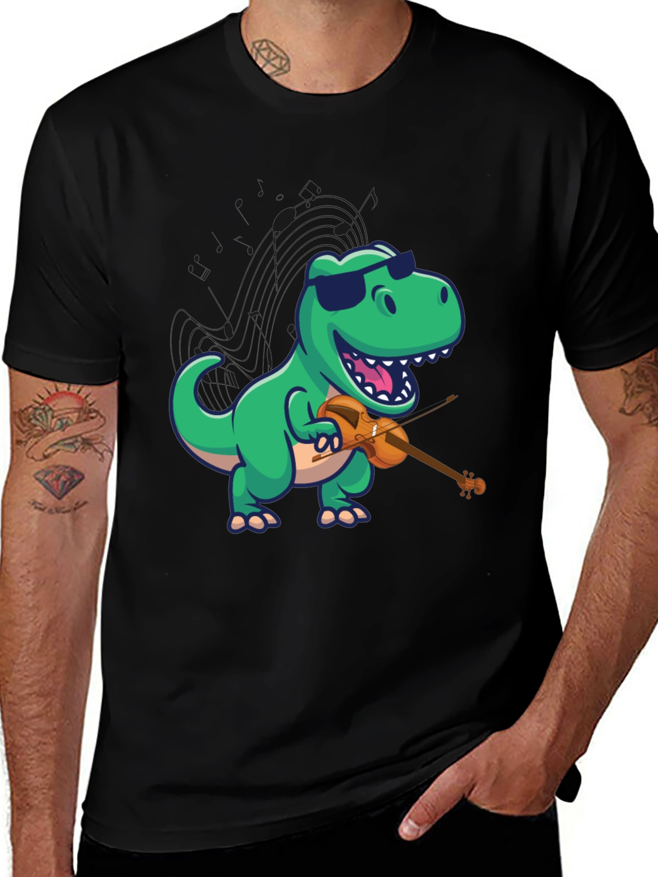 Variant 8 of Dino Violinist Graphic Tee