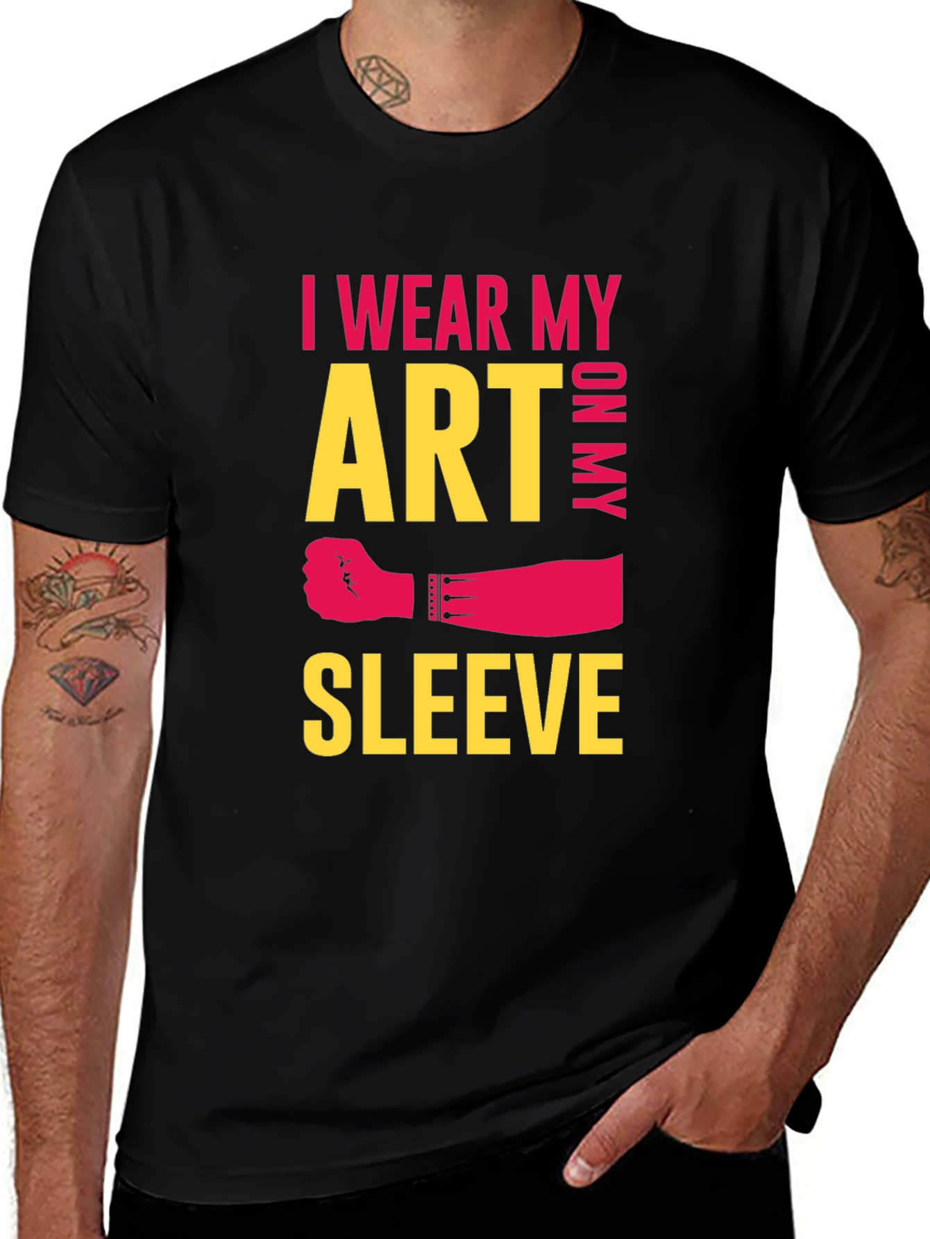 Black I Wear My Art On My Sleeve Graphic Tee main image