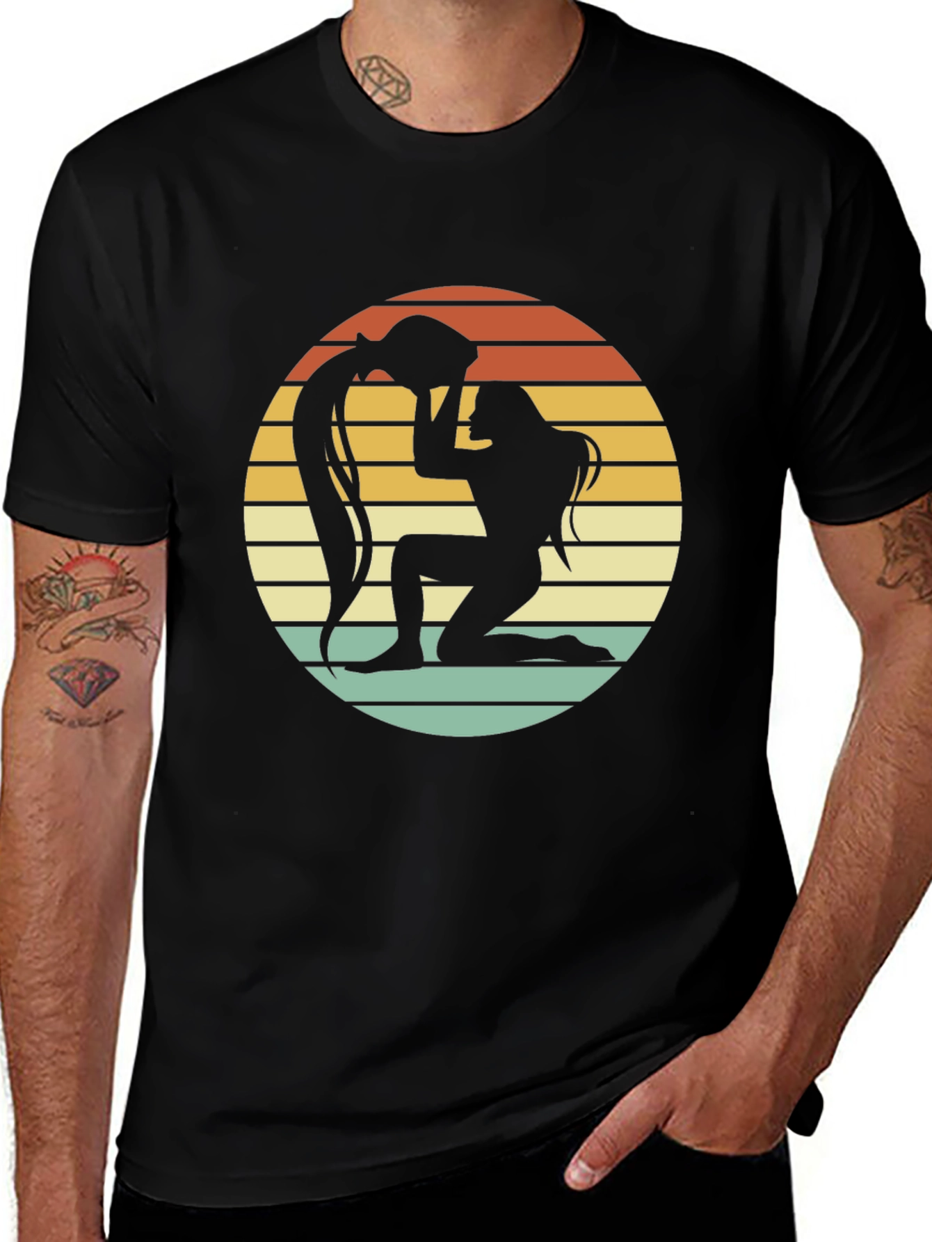 Aquarius Zodiac Black T-Shirt - Vintage Style 