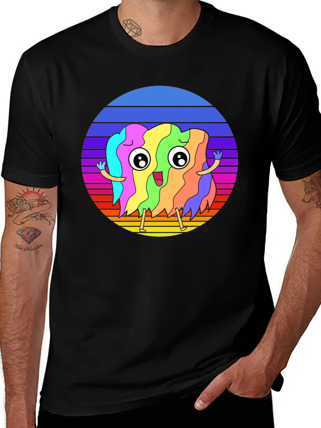 Variant 11 of Rainbow Friends Retro Graphic Tee - Funky Colorful Design