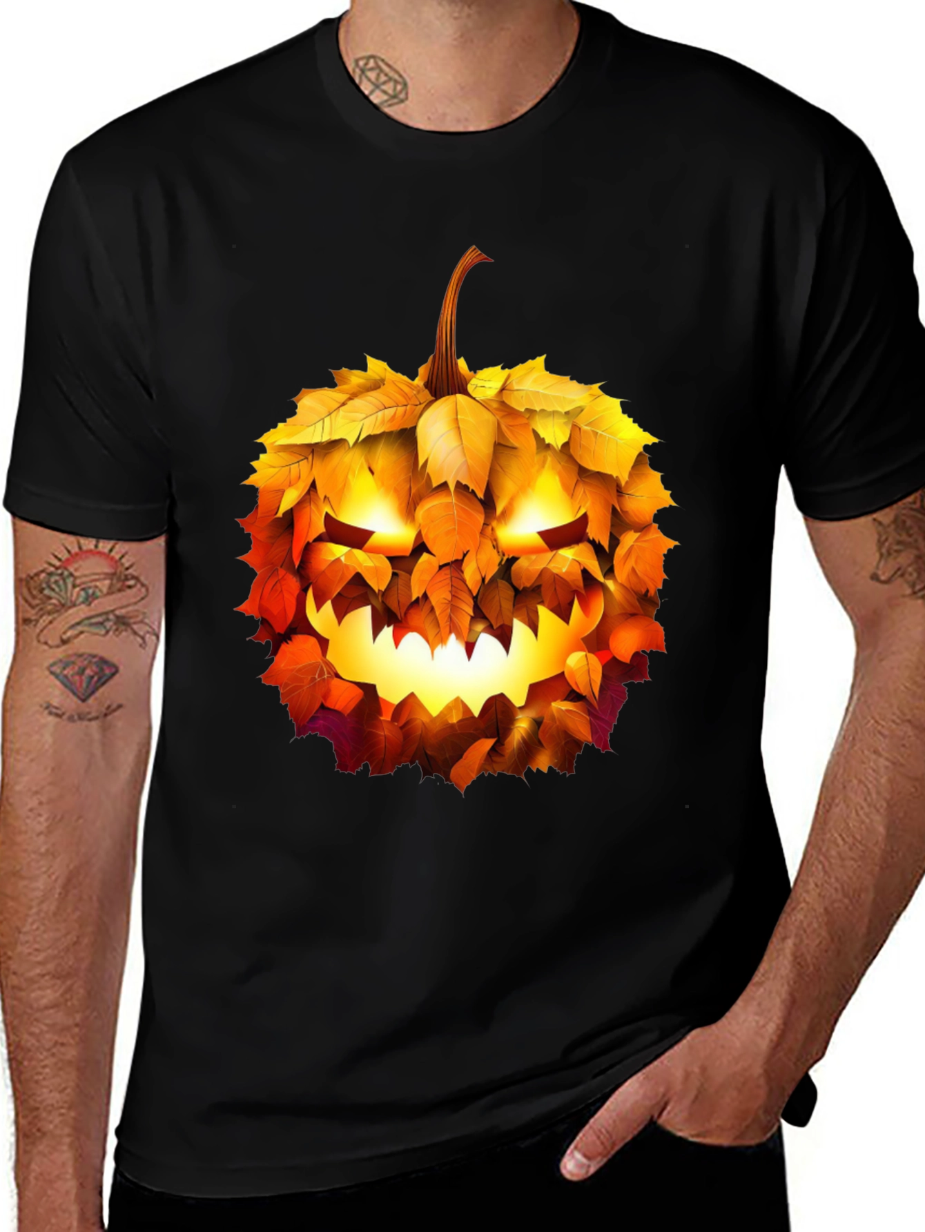 Halloween Pumpkin Leaf T-Shirt