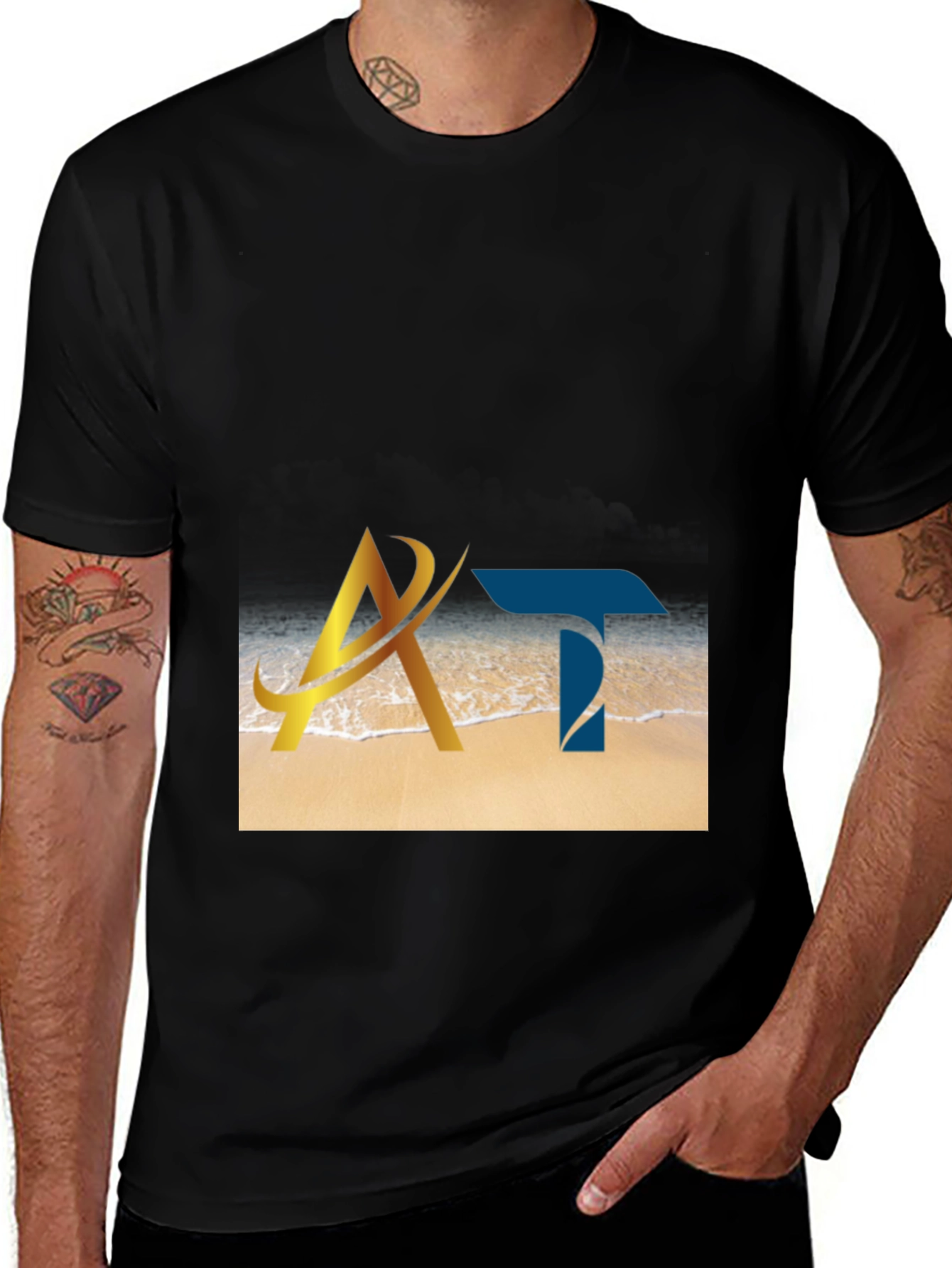 Variant 24 of Stylish Black AT Logo T-Shirt