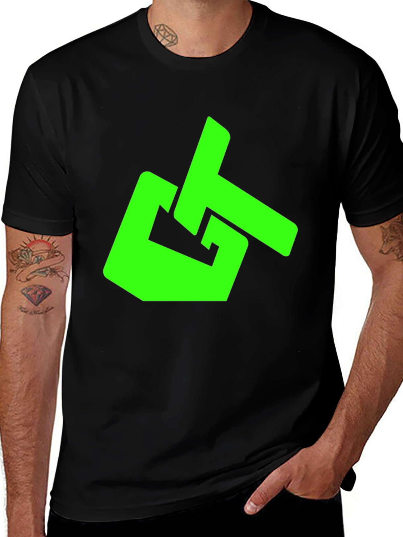 Green GT Logo Black T-Shirt