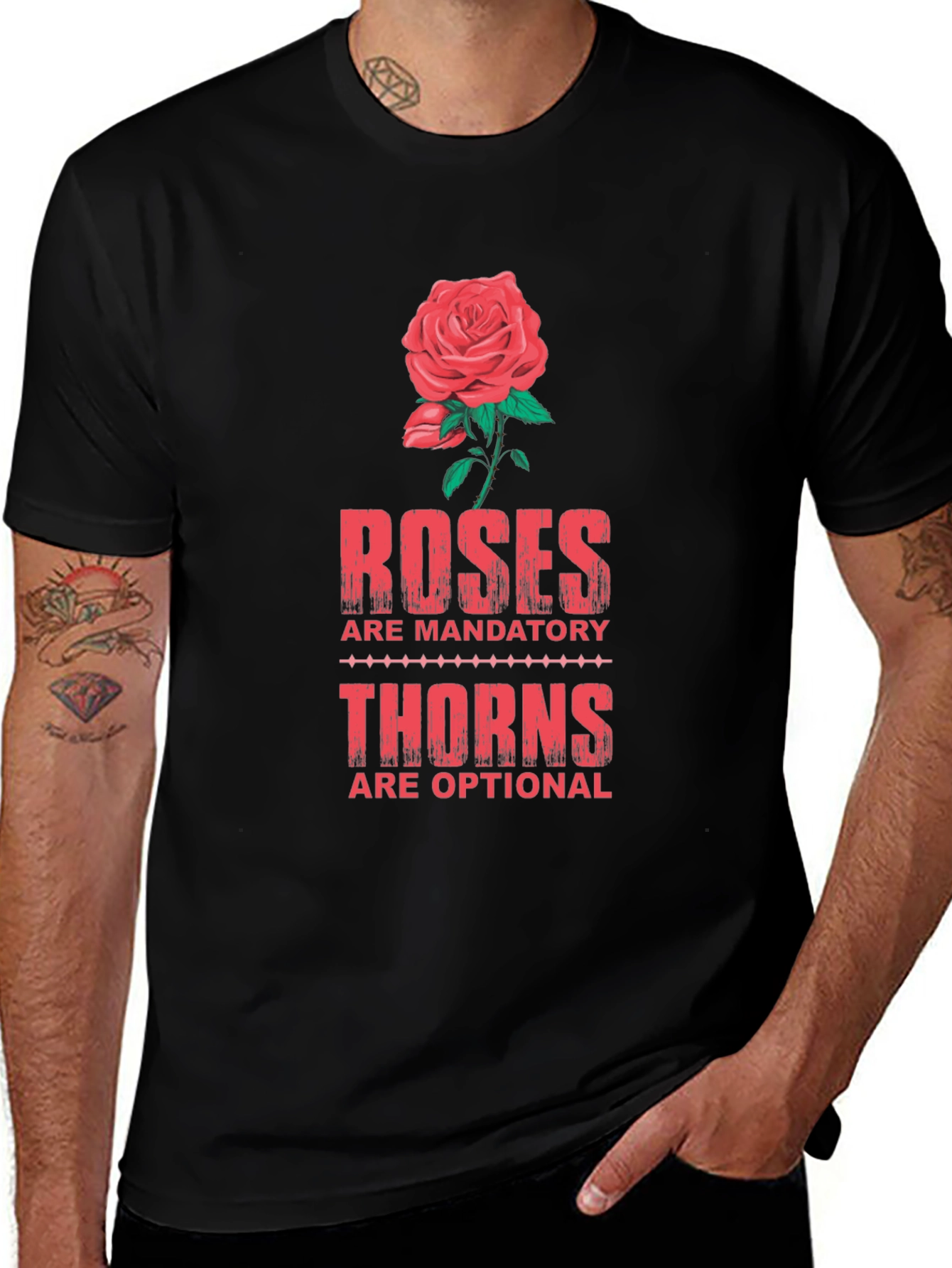 Variant 7 of Roses Are Mandatory T-Shirt: Unique Floral Graphic Tee
