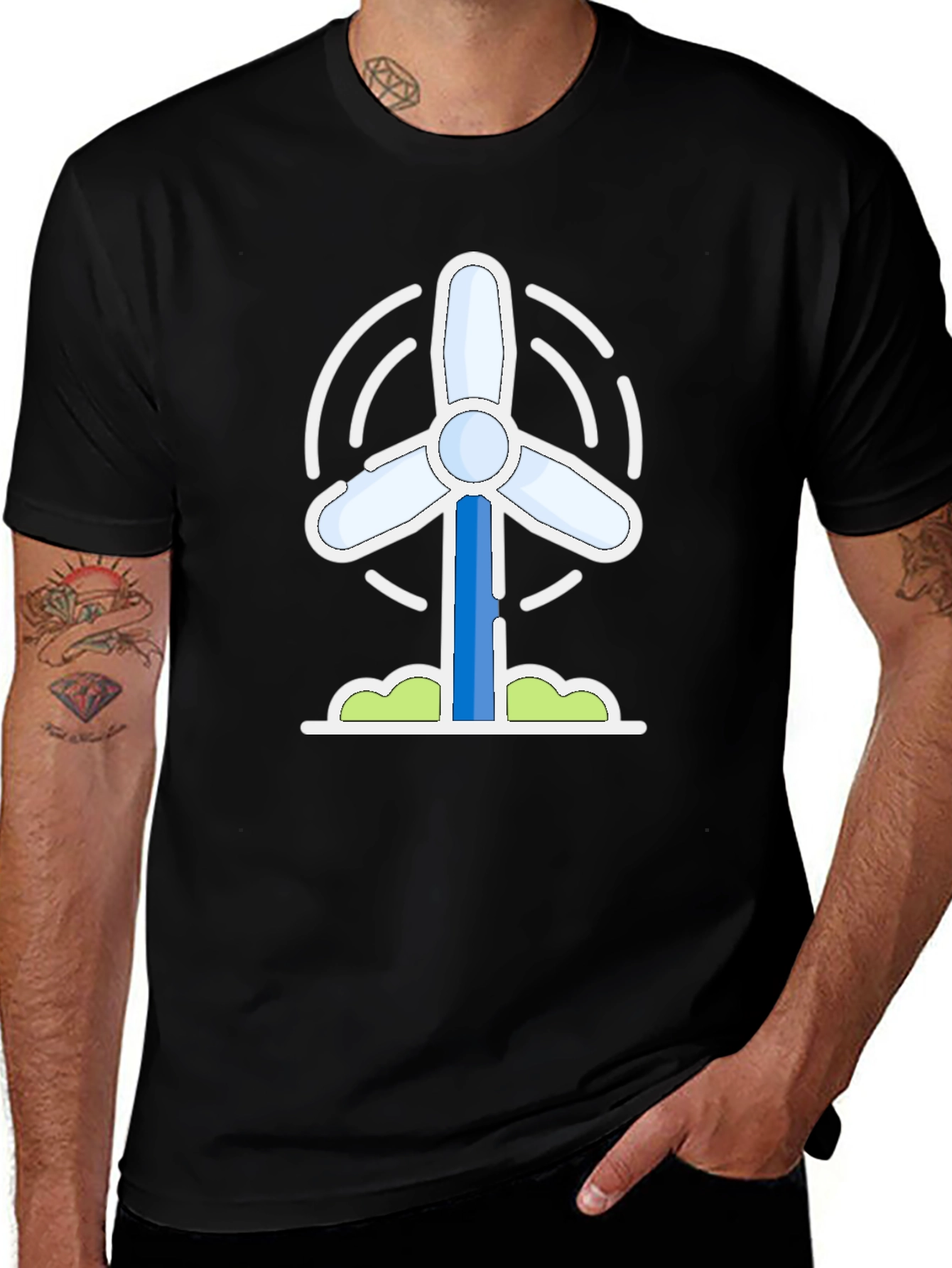 Variant 13 of Wind Turbine Graphic Tee - Eco-Friendly Design