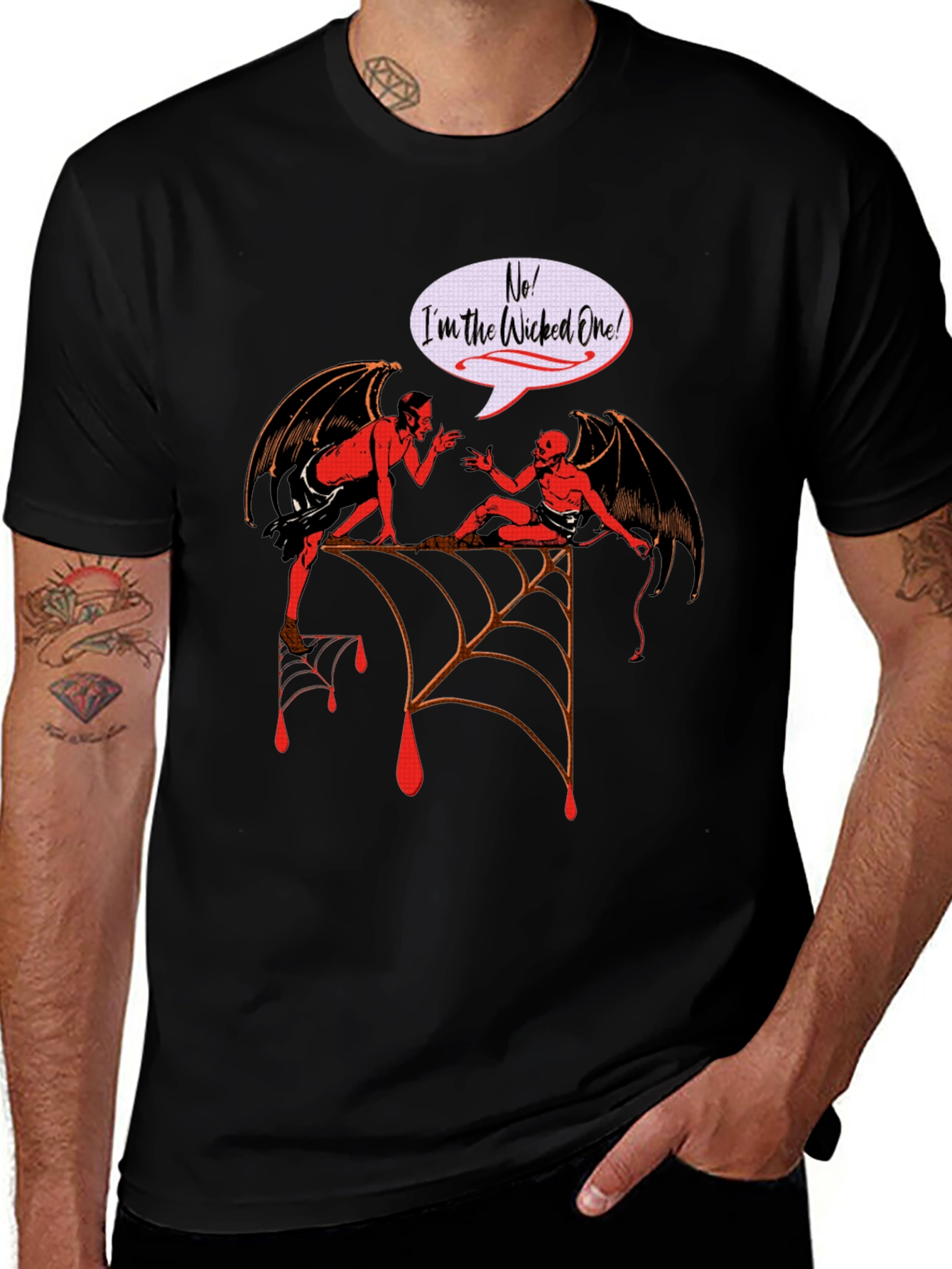Variant 20 of Wicked One Graphic Tee - Halloween Devil Design