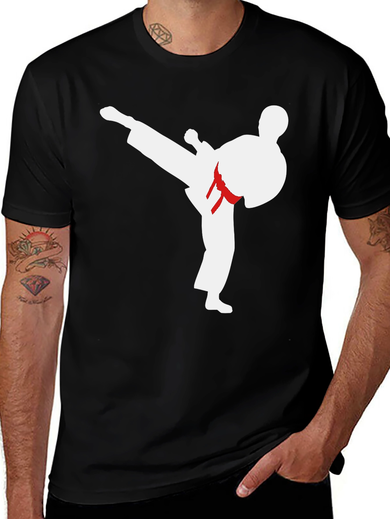 Variant 7 of Karate Kick Graphic T-Shirt - Black