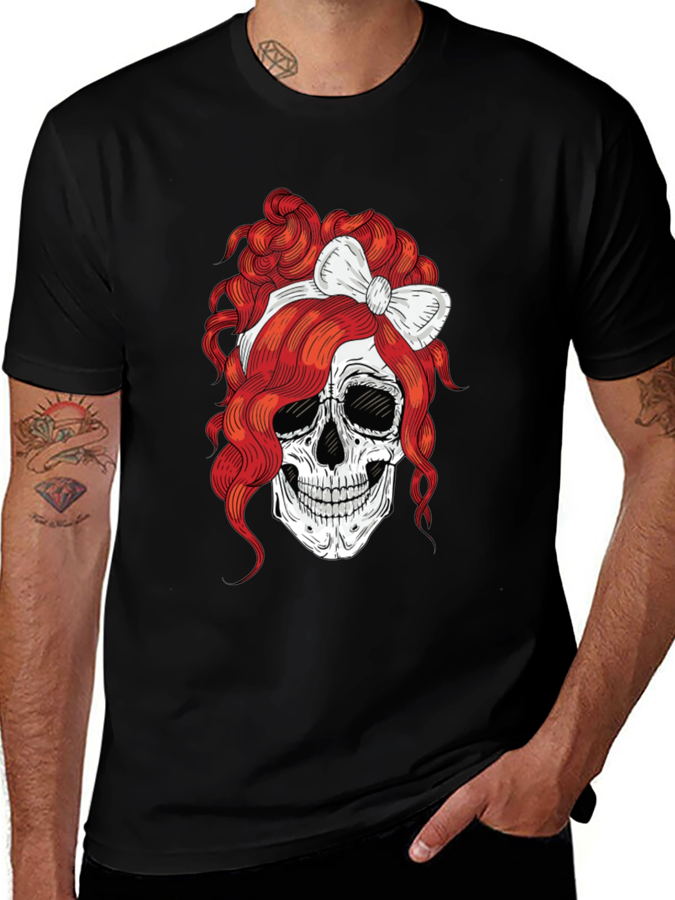 Variant 30 of Skull with Bow T-Shirt - Rocker Tee