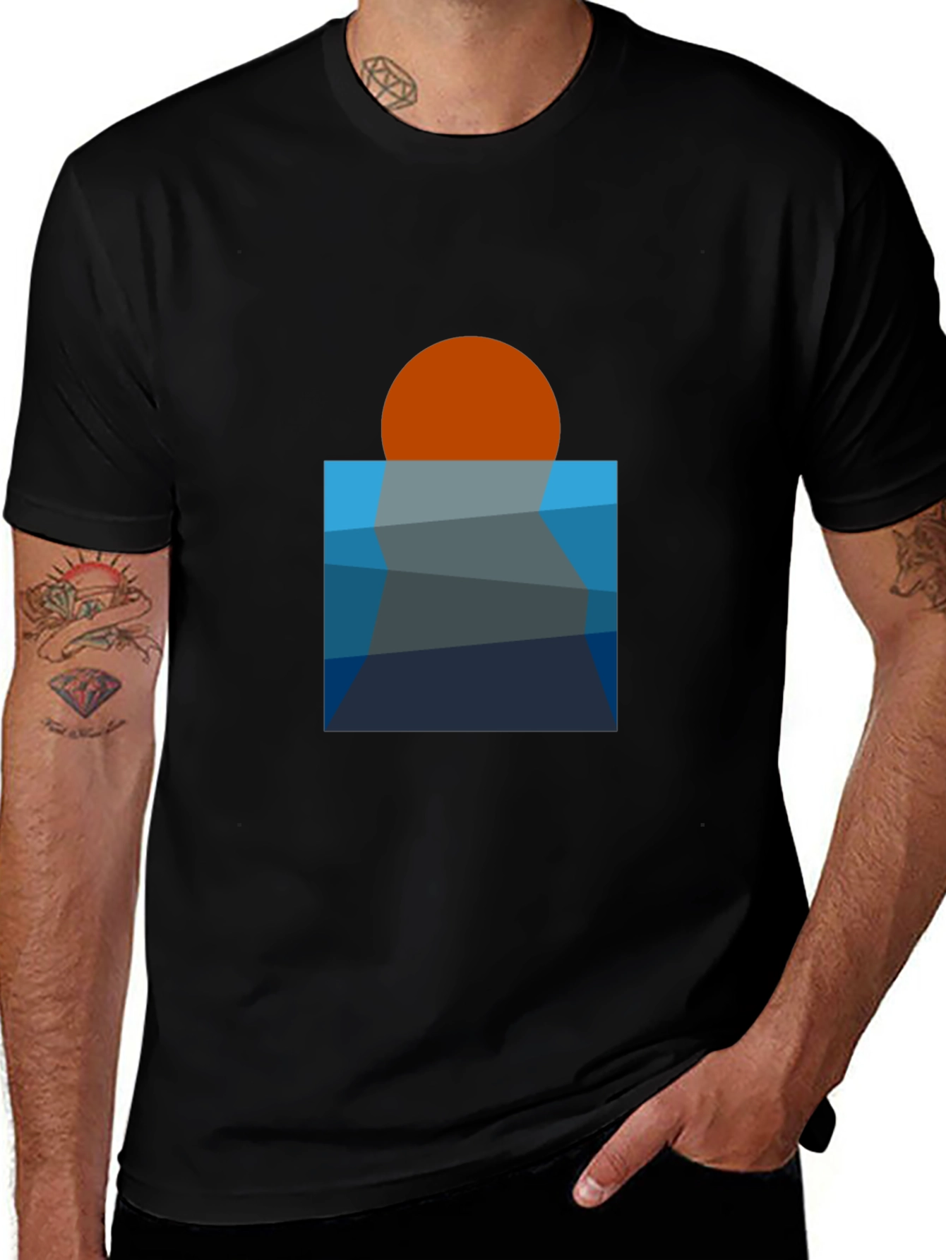 Variant 23 of Geometric Sunset Graphic Tee - Modern Art T-Shirt