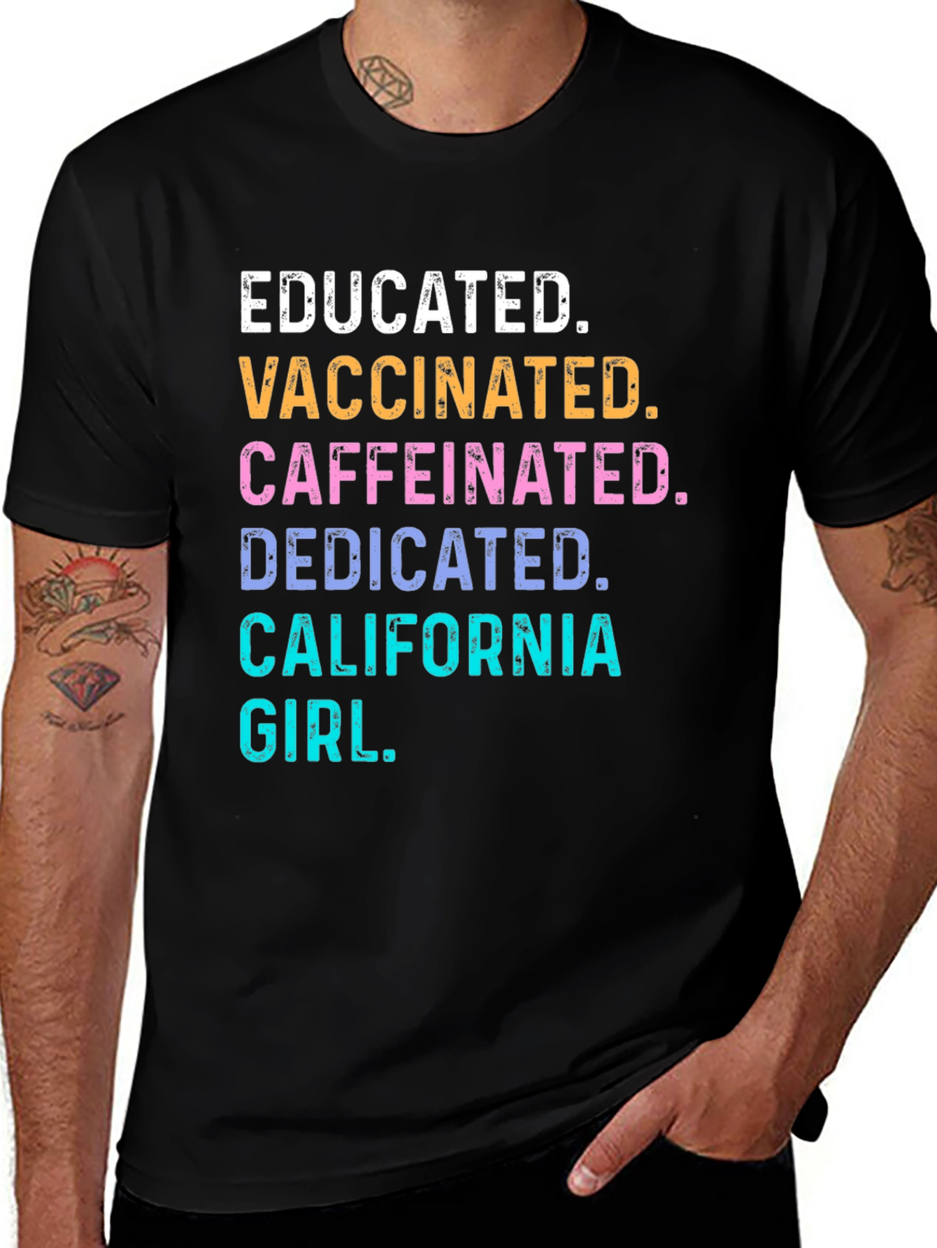 Variant 19 of Educated Vaccinated California Girl T-Shirt